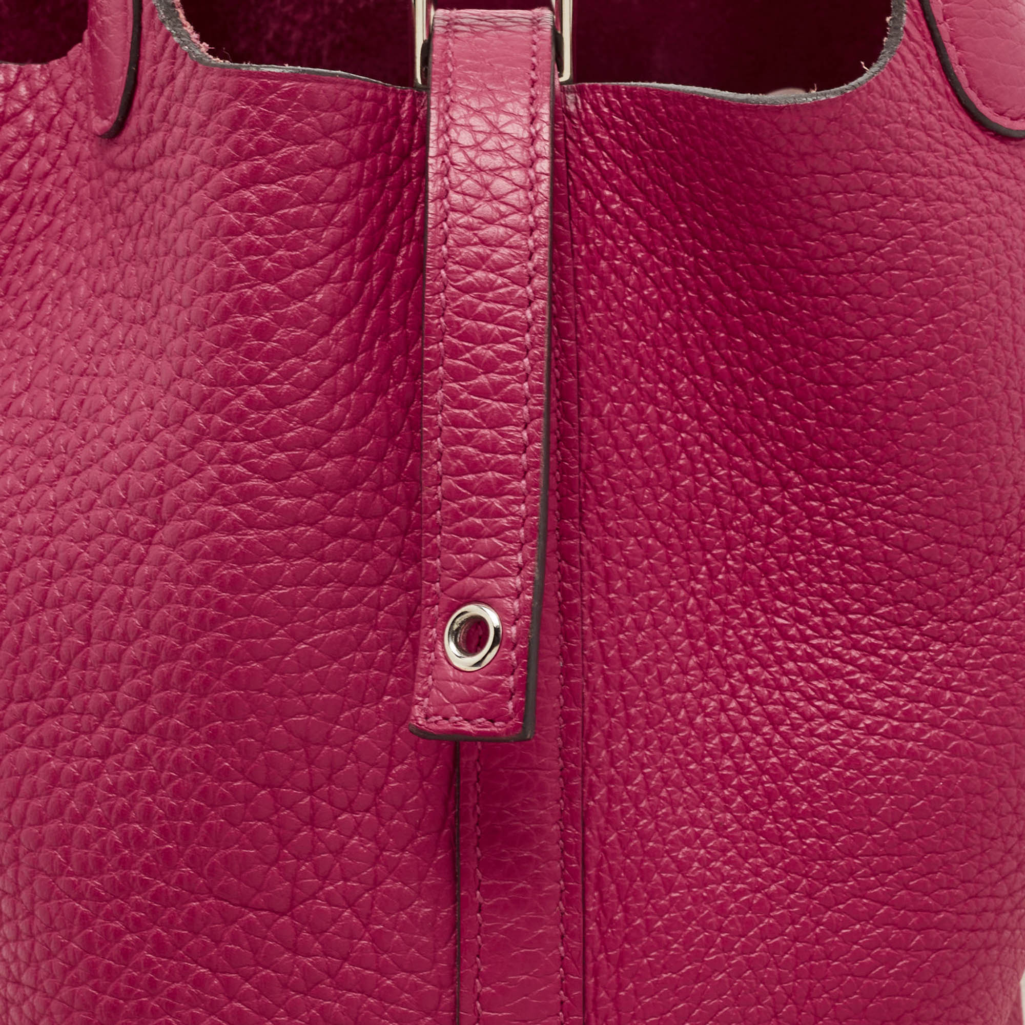 Hermes Rose Mexico/Rouge Coeur Taurillon Clemence Leather Picotin Lock 18 Bag 