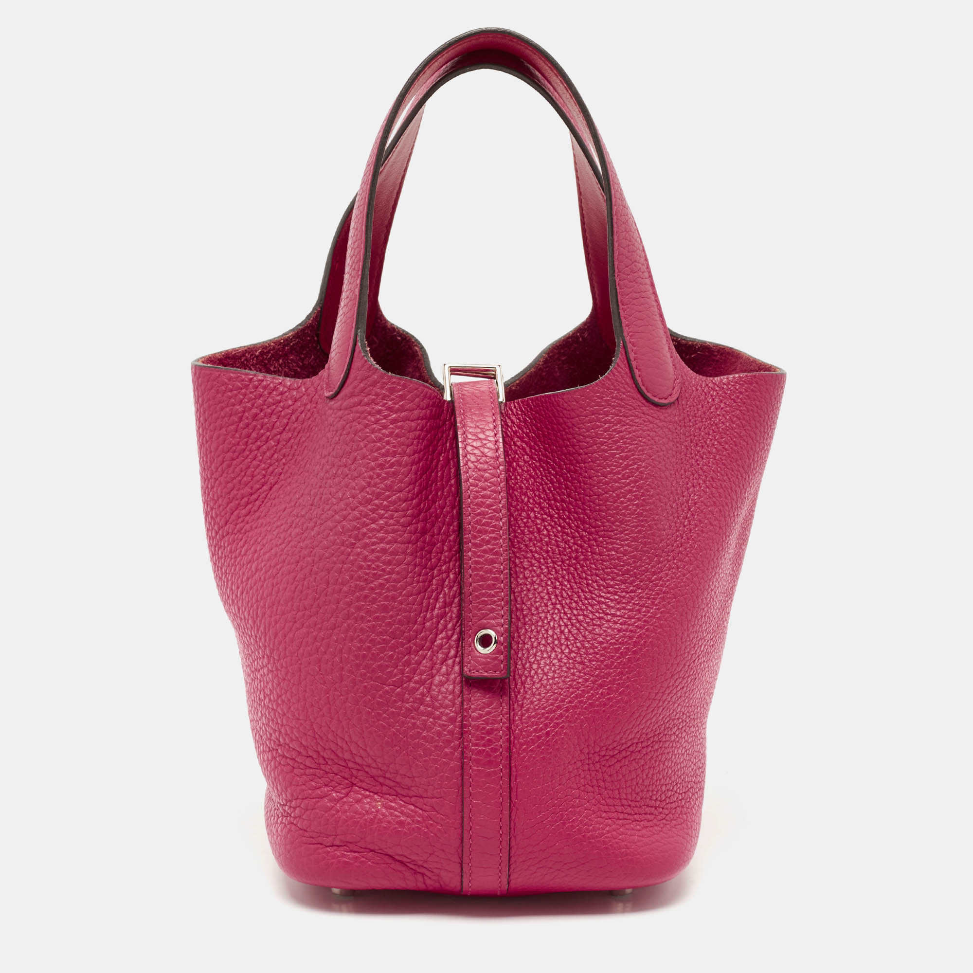 

Hermes Rose Mexico/Rouge Coeur Taurillon Clemence Leather Picotin Lock 18 Bag, Pink