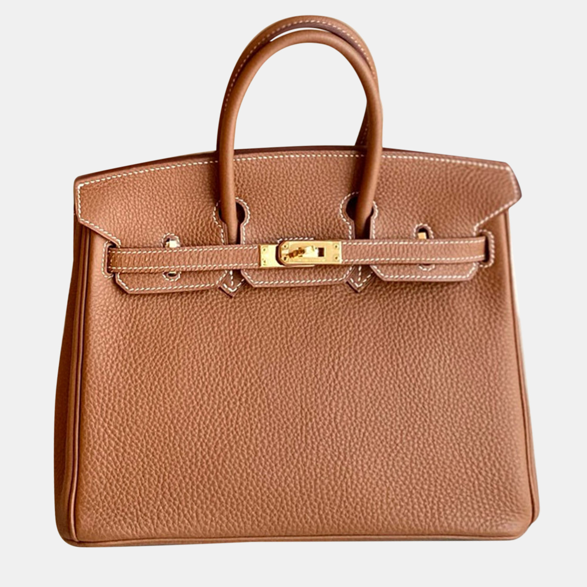 

Hermes Gold Brown Togo Leather Birkin 25 bag