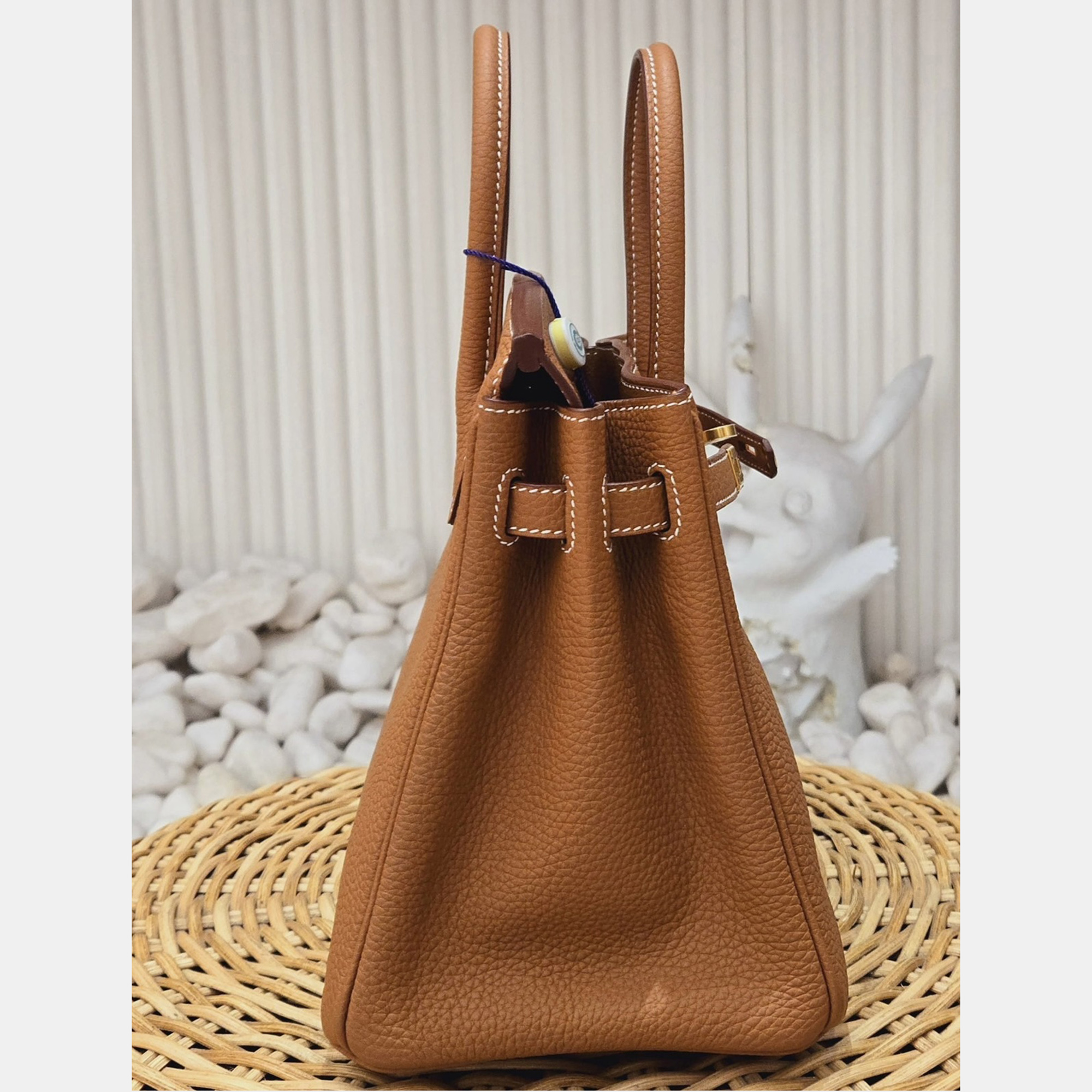 Hermes Gold Brown Togo Leather Birkin 25 bag 