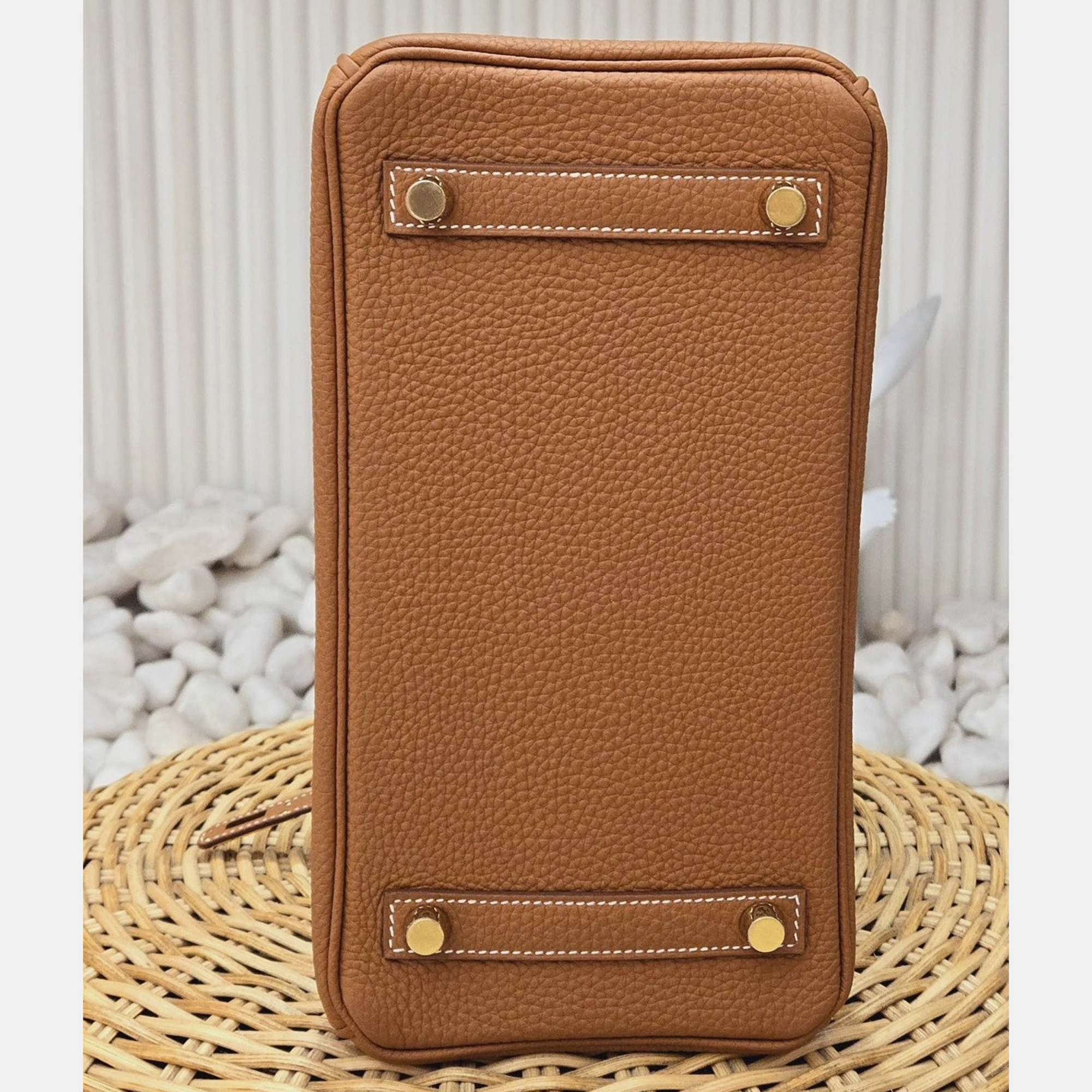 Hermes Gold Brown Togo Leather Birkin 25 bag 