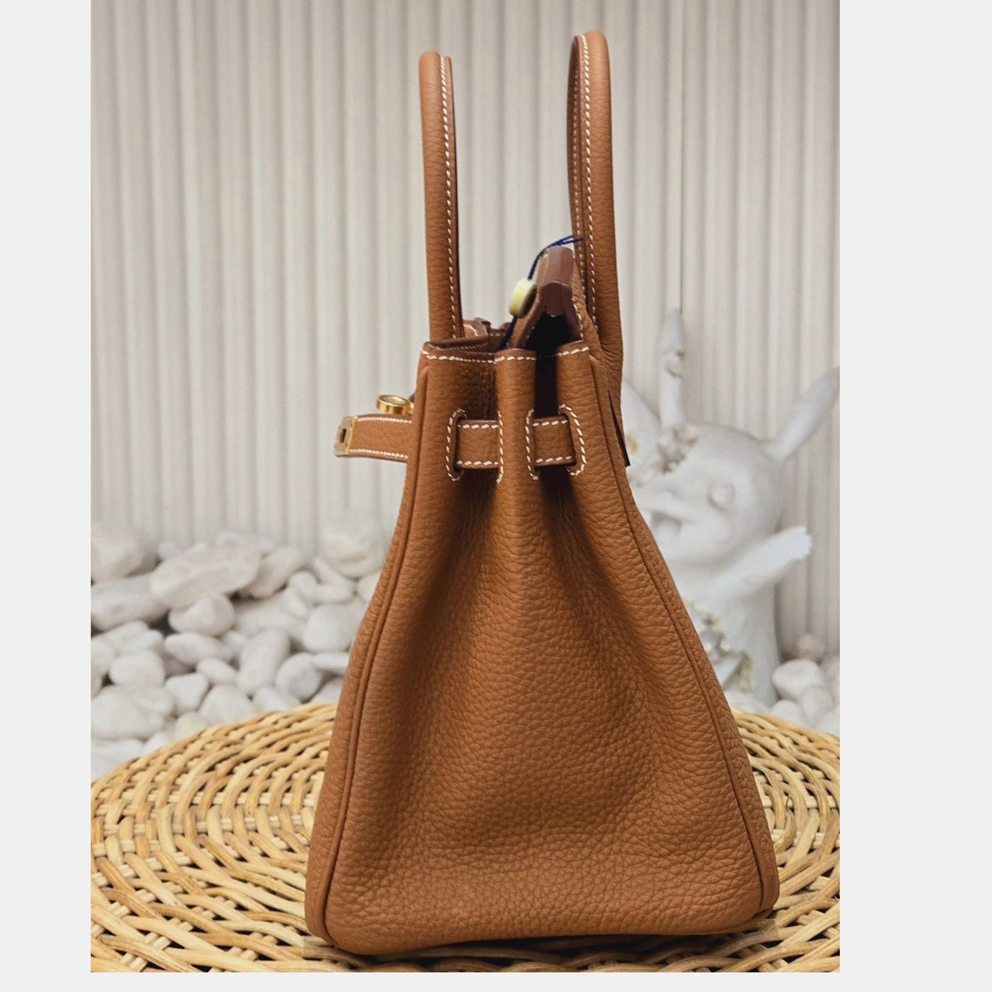 Hermes Gold Brown Togo Leather Birkin 25 bag 