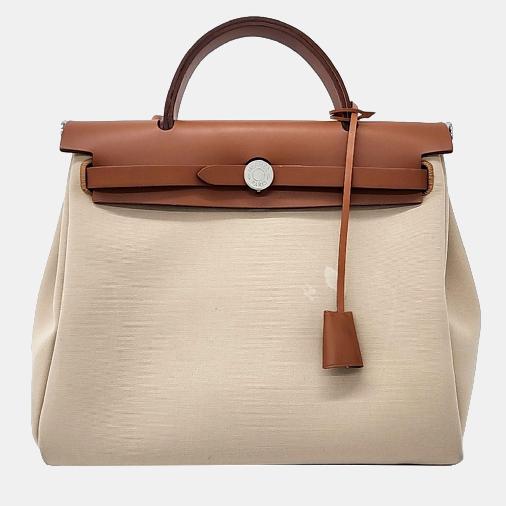 

Hermes Beige Canvas and Leather Zip Small Herbag