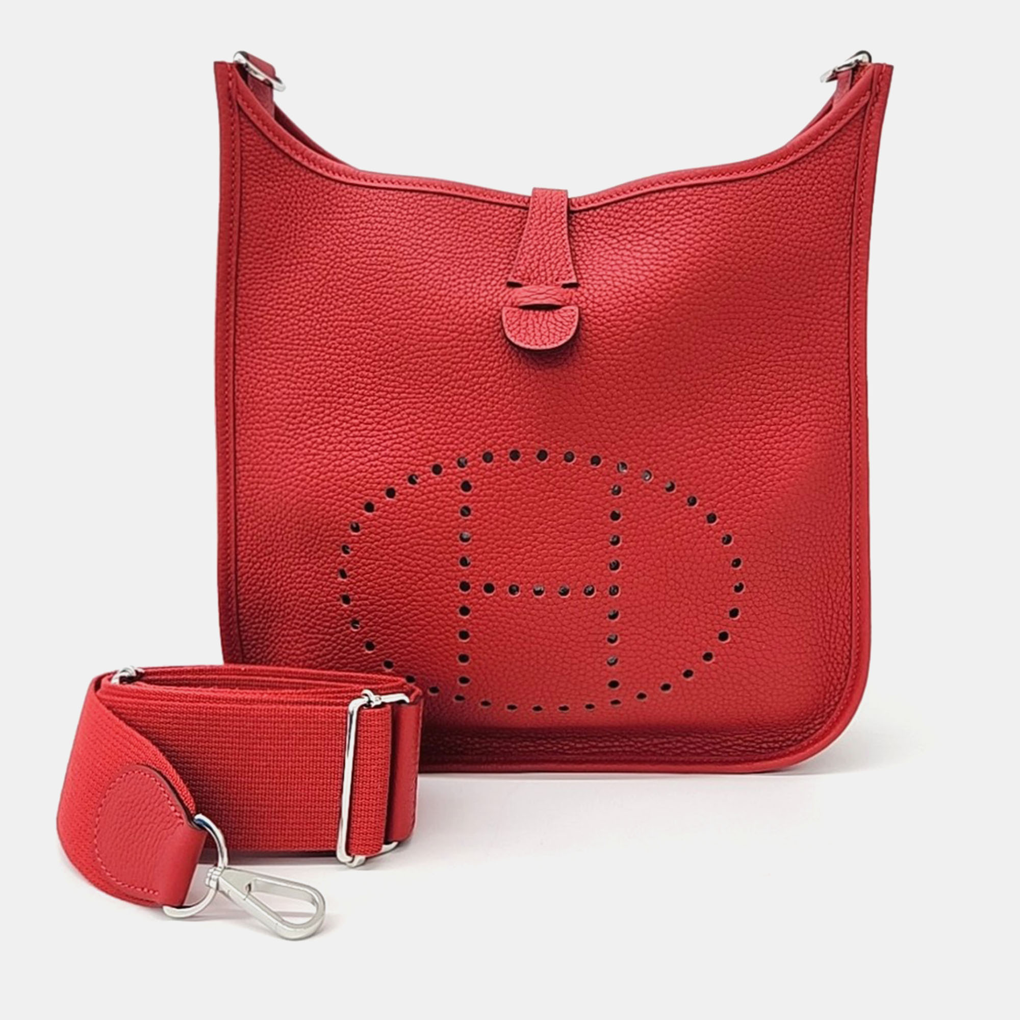 

Hermes Red Leather Evelyn 29 bag