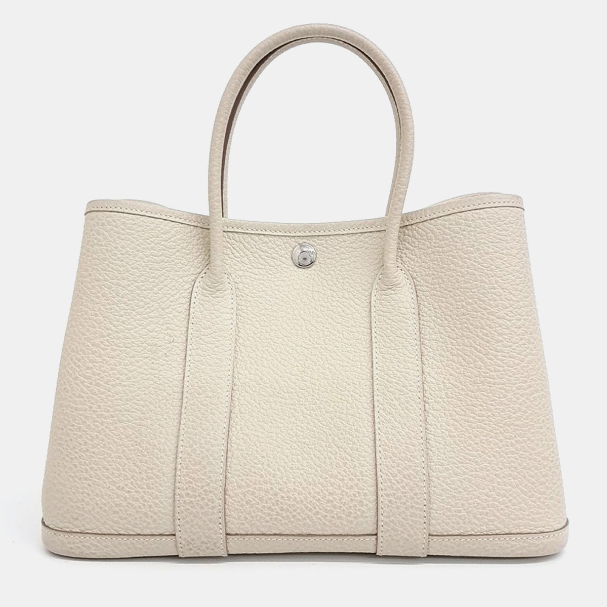 

Hermes White Leather Garden Party 30 bag