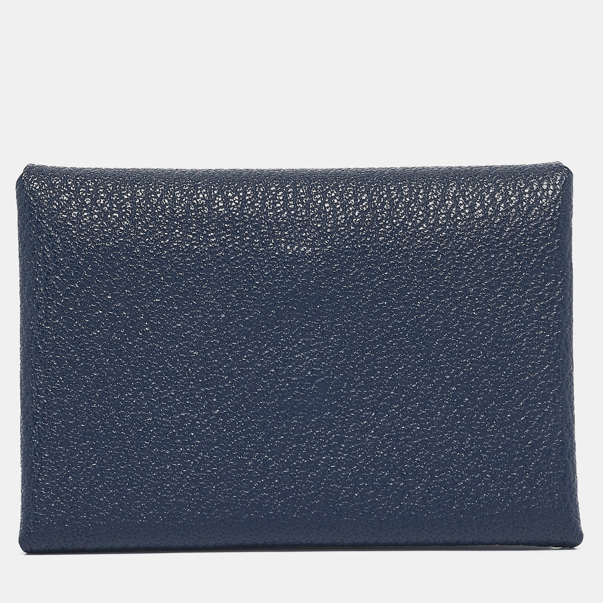 

Hermès Bleu Encre Chevre Leather Calvi Duo Card Holder, Blue