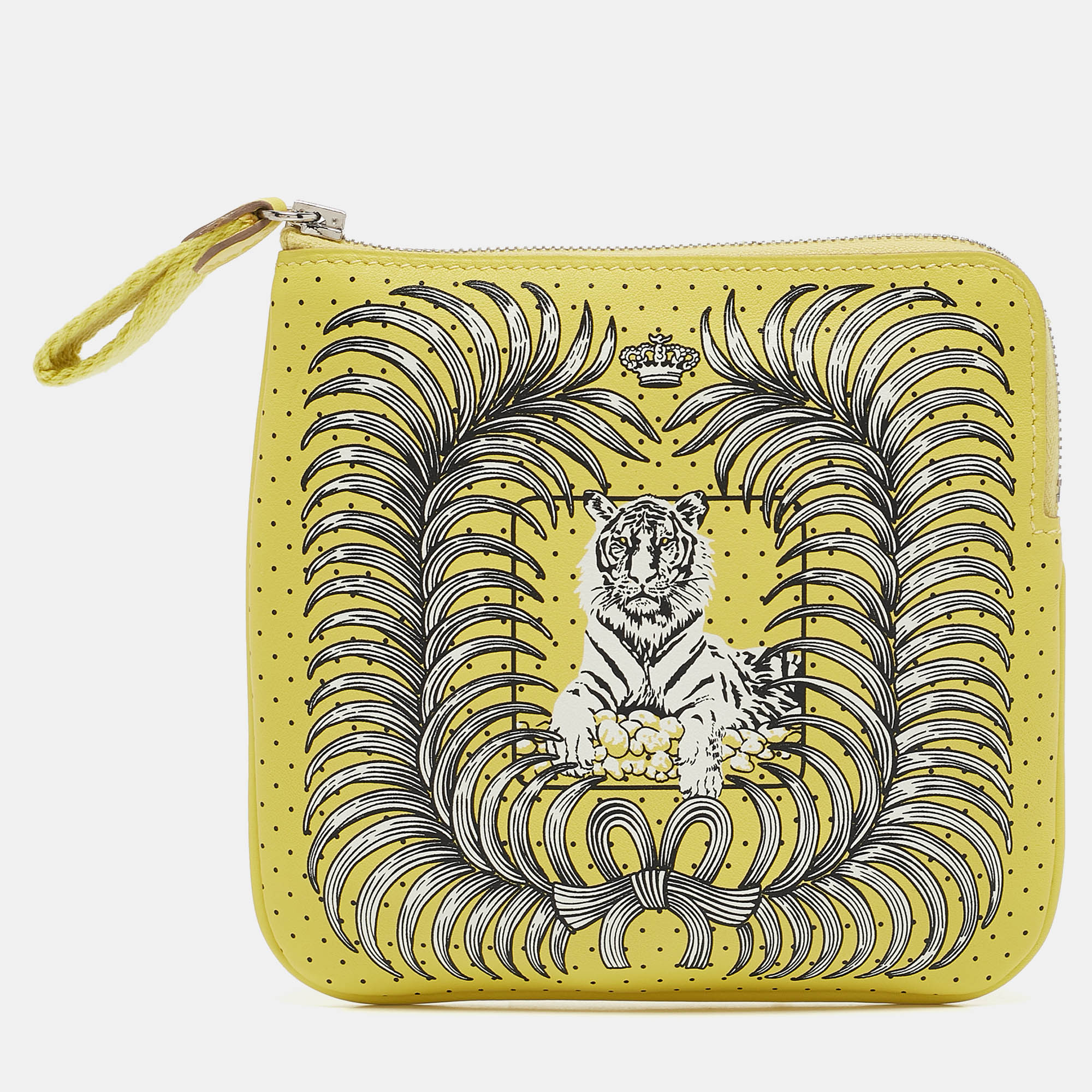 

Hermes Lime Tigre Royal Bandana Swift Leather Carre Pocket Pouch, Yellow