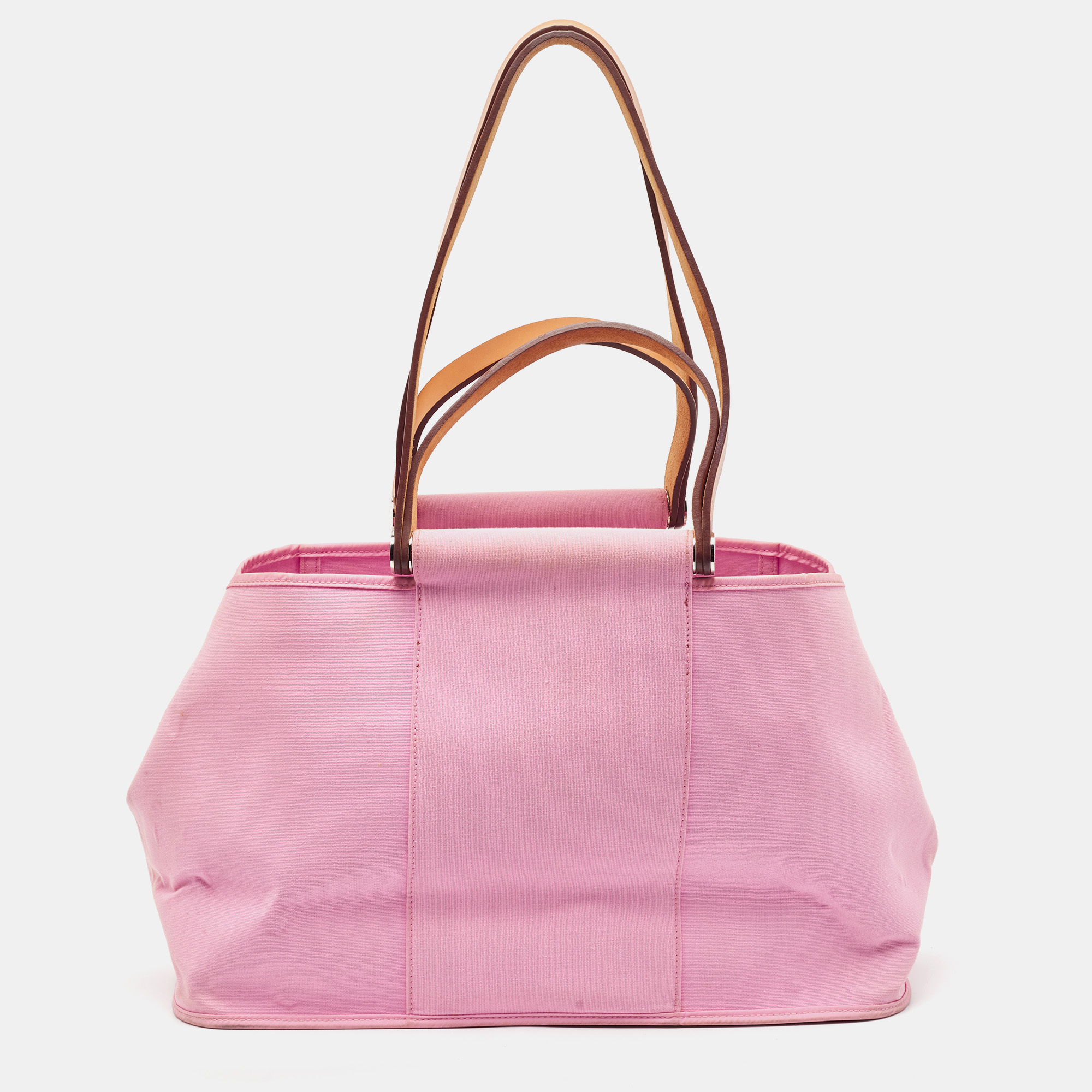 

Hermes Rose Pink Canvas Cabag Elan Tote