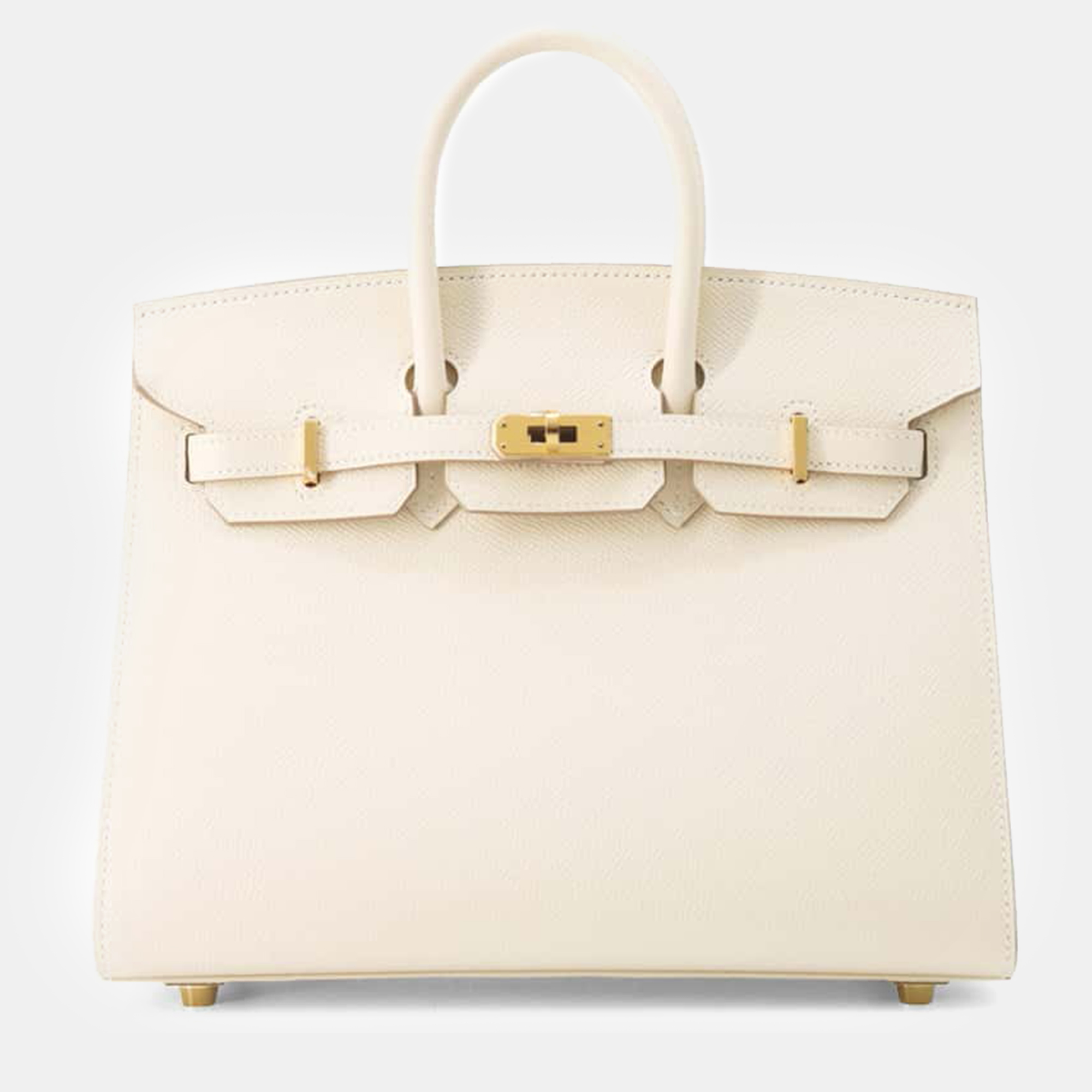 

Hermes Craie Epsom Leather Birkin 25 Top Handle Bag, White