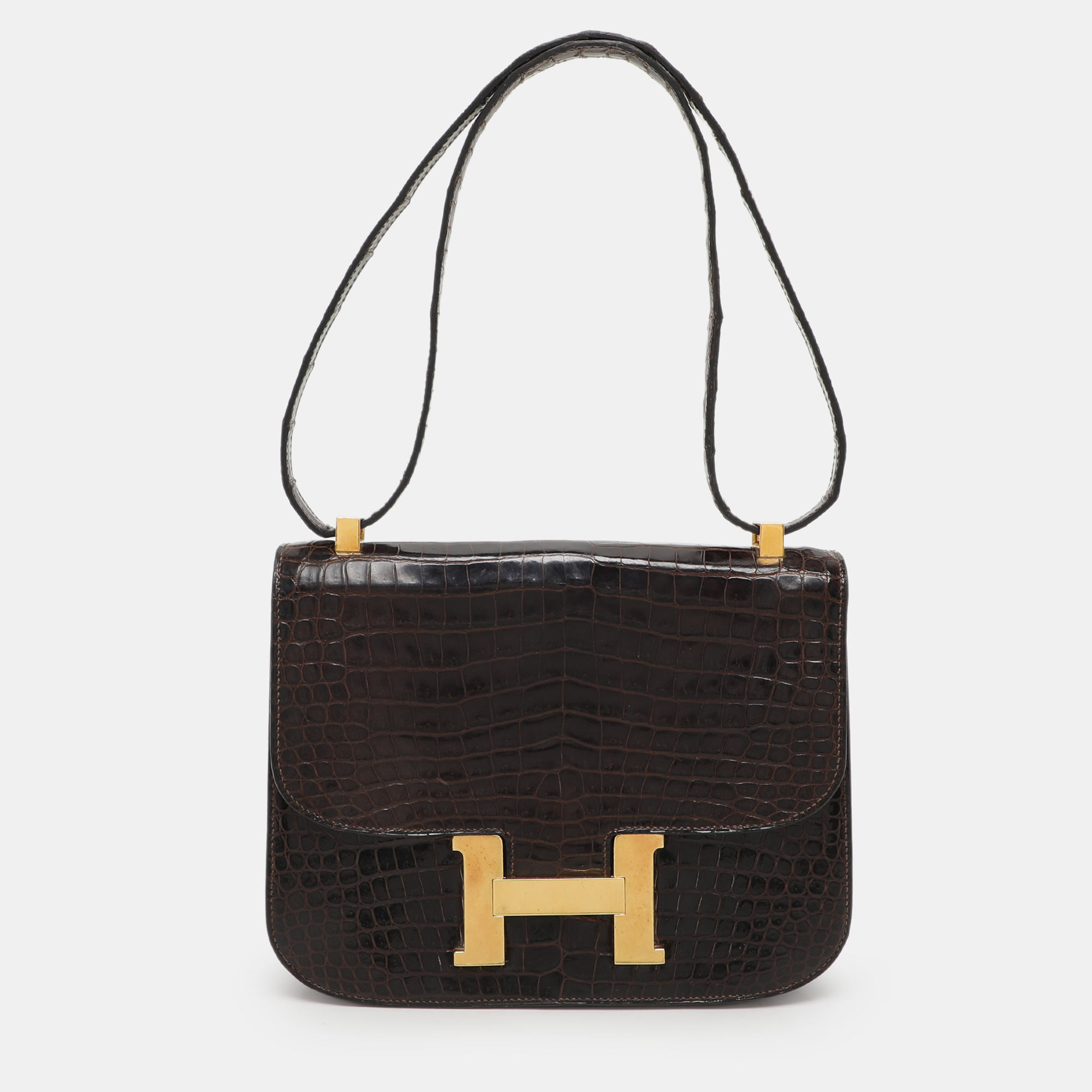 

Hermes Brown Crocodile Vintage Constance 23 Bag