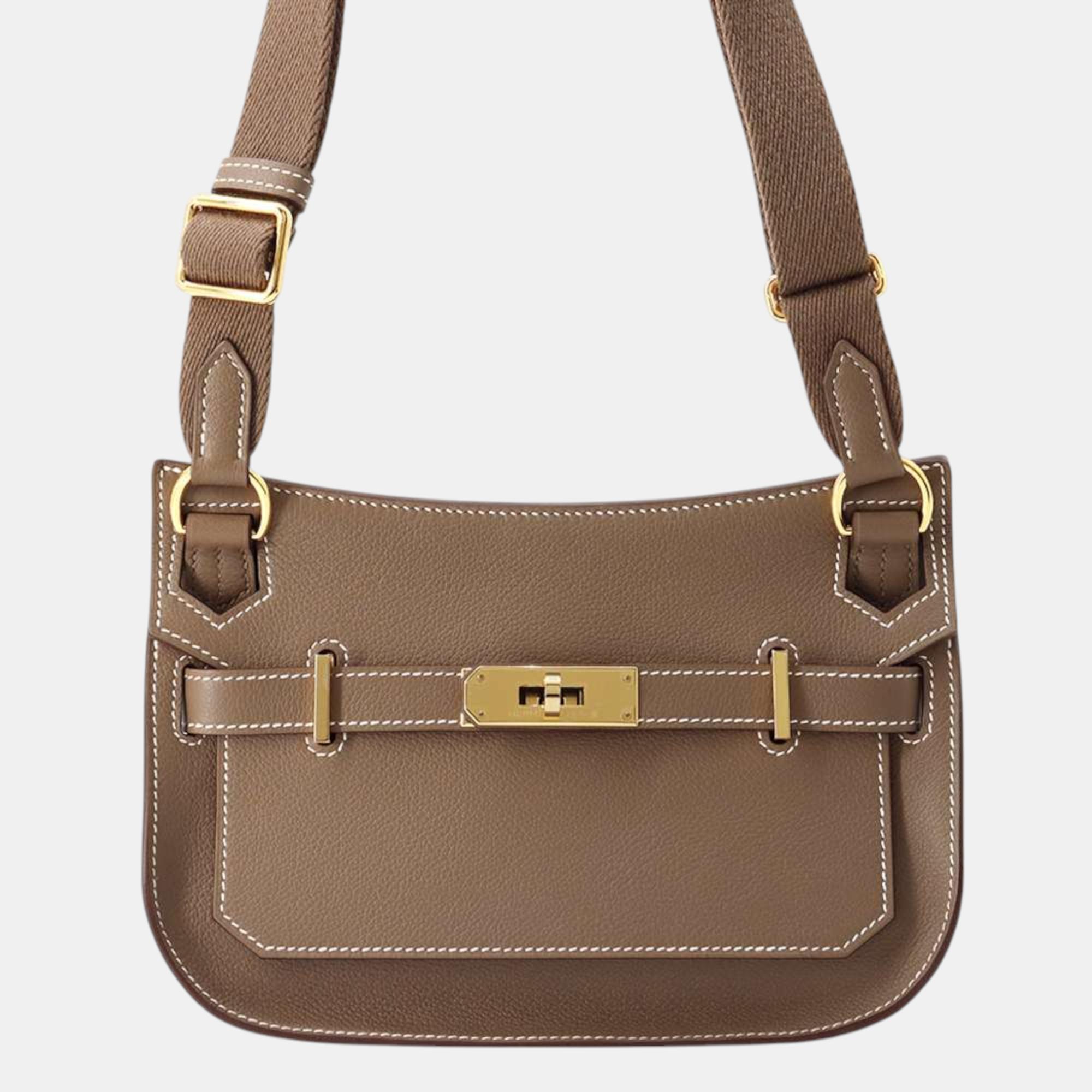 

Hermes Jypsiere Etoupe Evercolor Size Mini, Brown