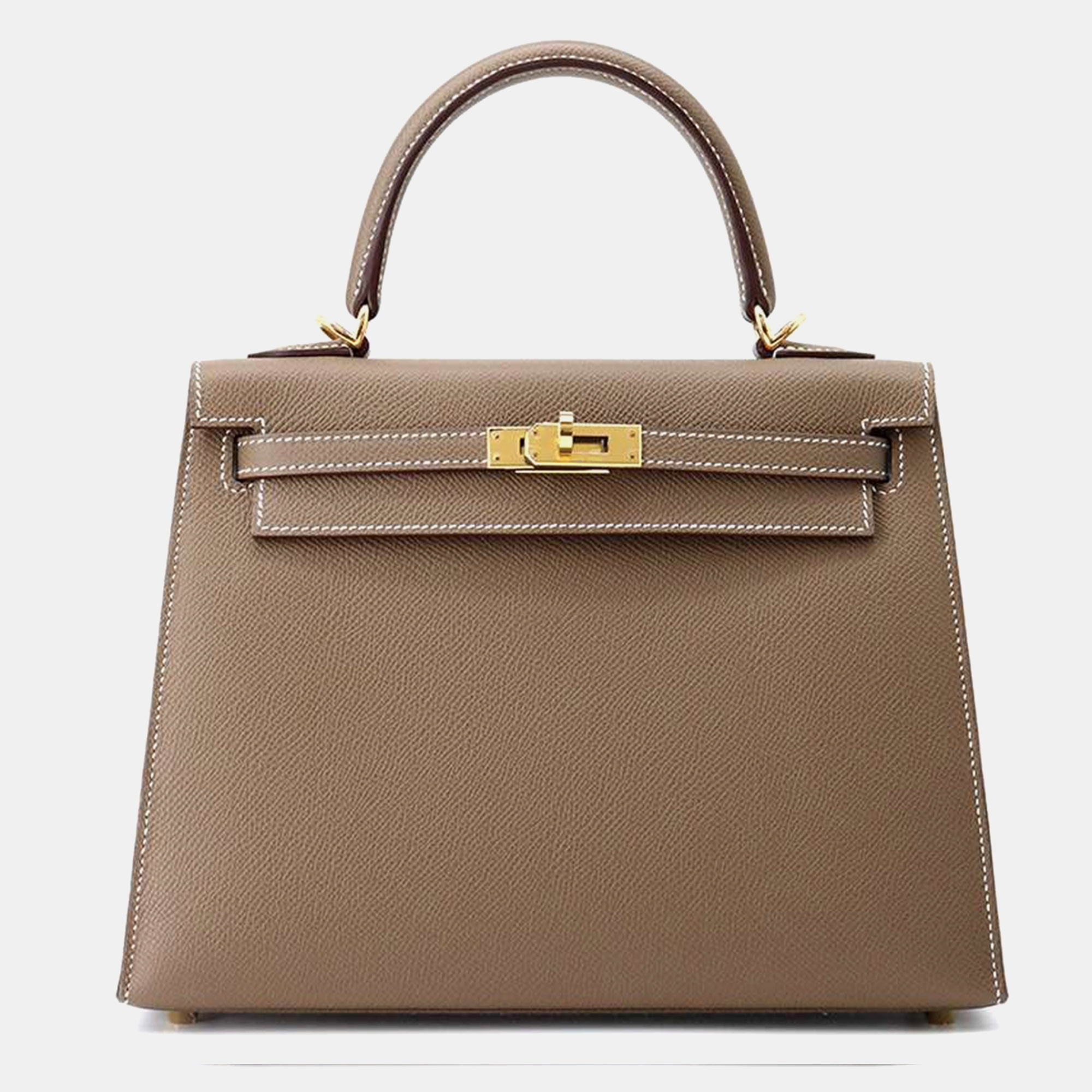 

Hermes Etoupe Epsom Leather Kelly 25 Handbag, Brown