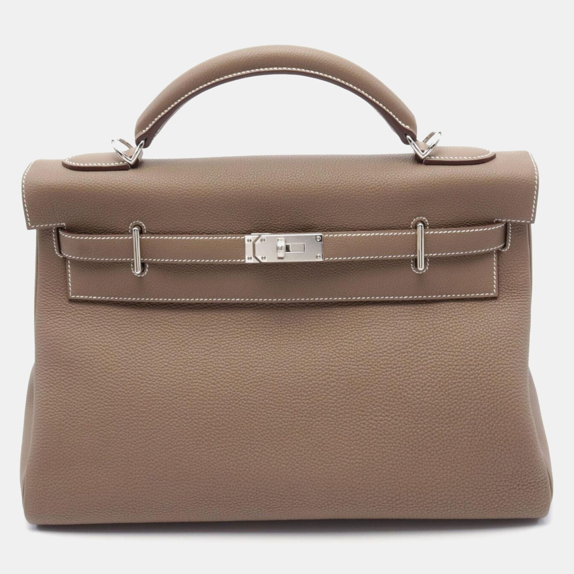 

Hermes Etoupe Togo Leather Palladium Finish Kelly Maxi 42 Bag, Brown