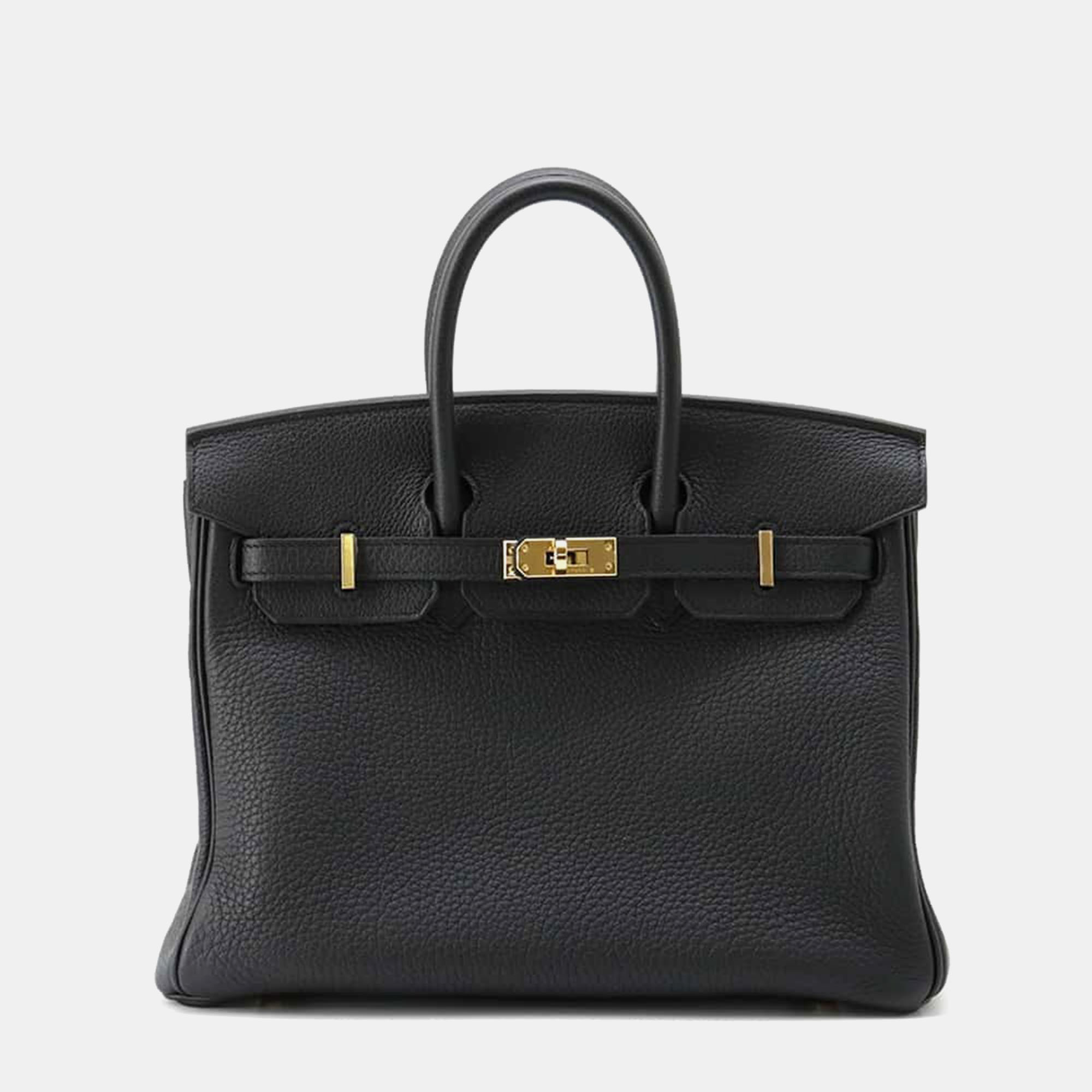 

Hermes Black Togo Leather Birkin 25 Tote Bag