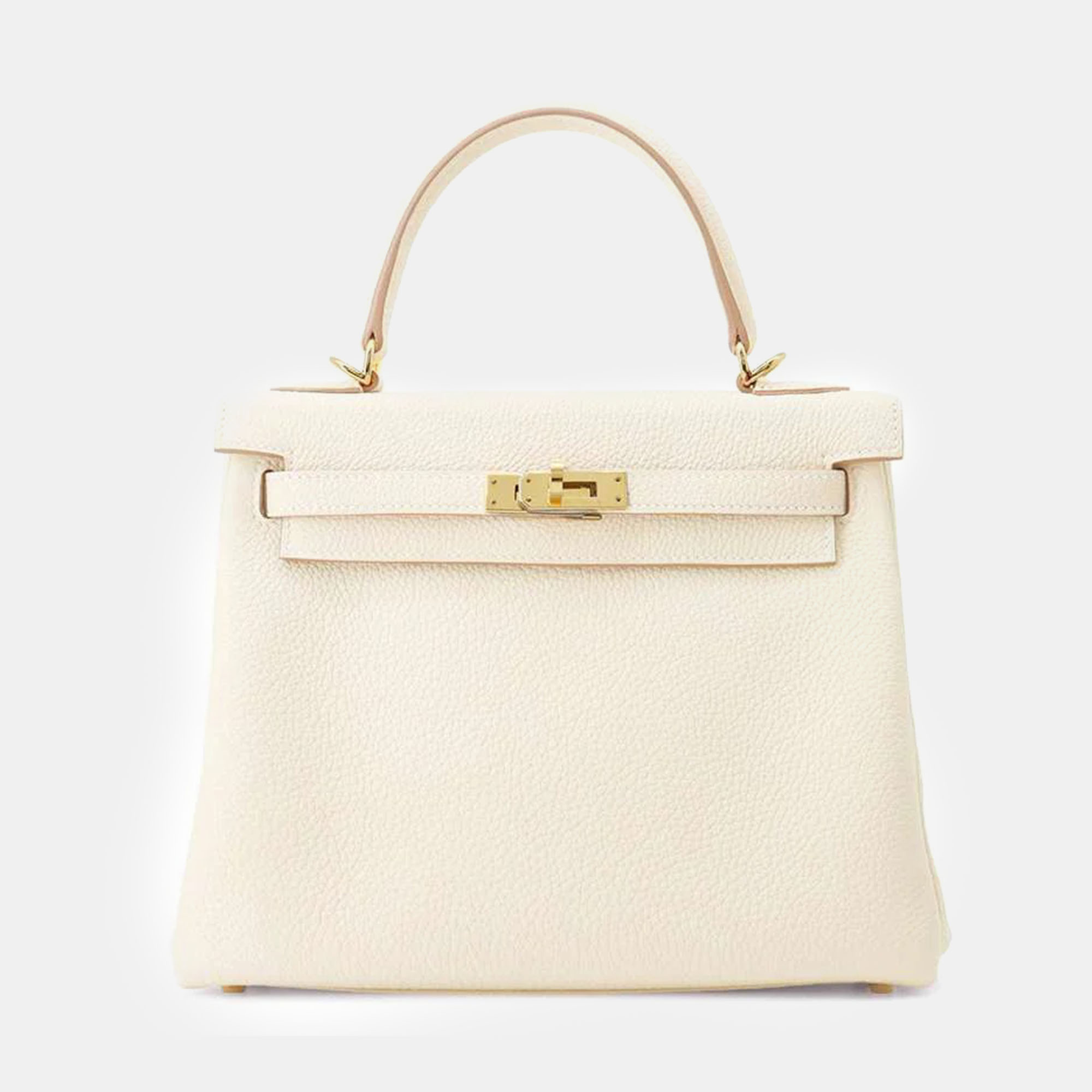 

Hermes Craie Togo Leather Kelly 25 Top Handle Bag, Beige