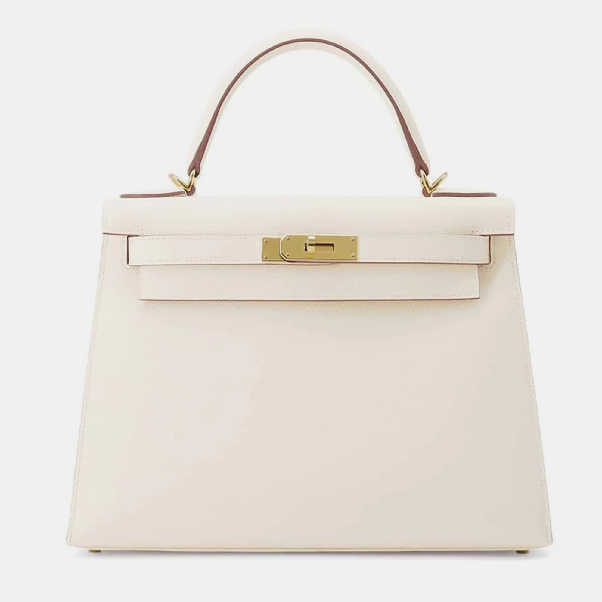 

Hermes Nata Epsom Leather Kelly 28 Tote Bag, Cream