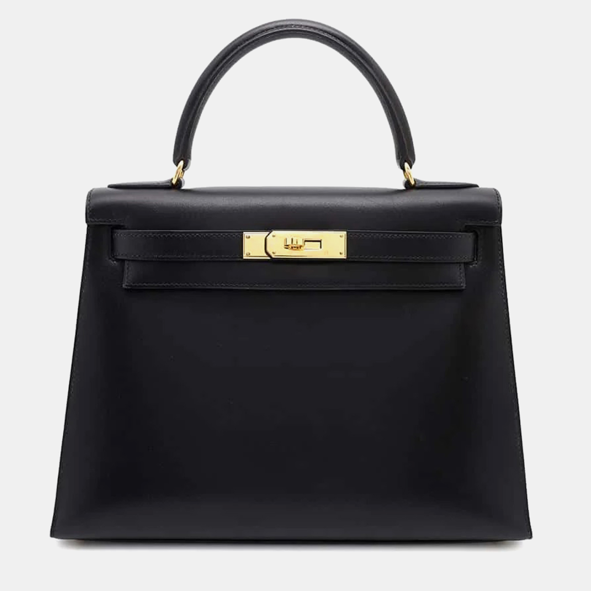 

Hermes Black Box Calf Leather Kelly Sellier 28 Handbag