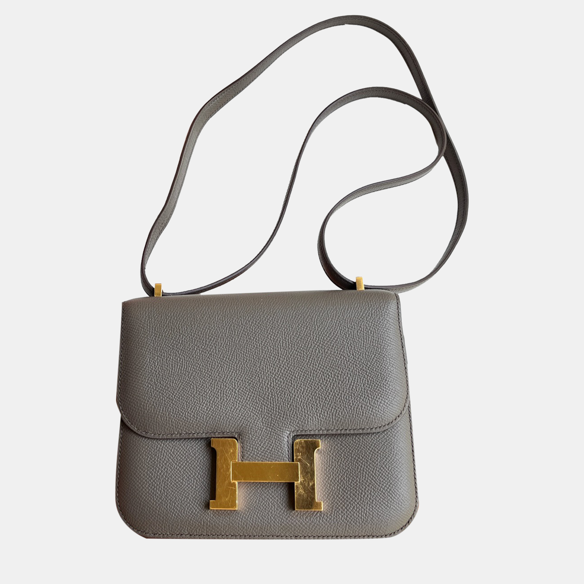 

Hermes Tin Grey Epsom Leather Constance 19 Shoulder Bag