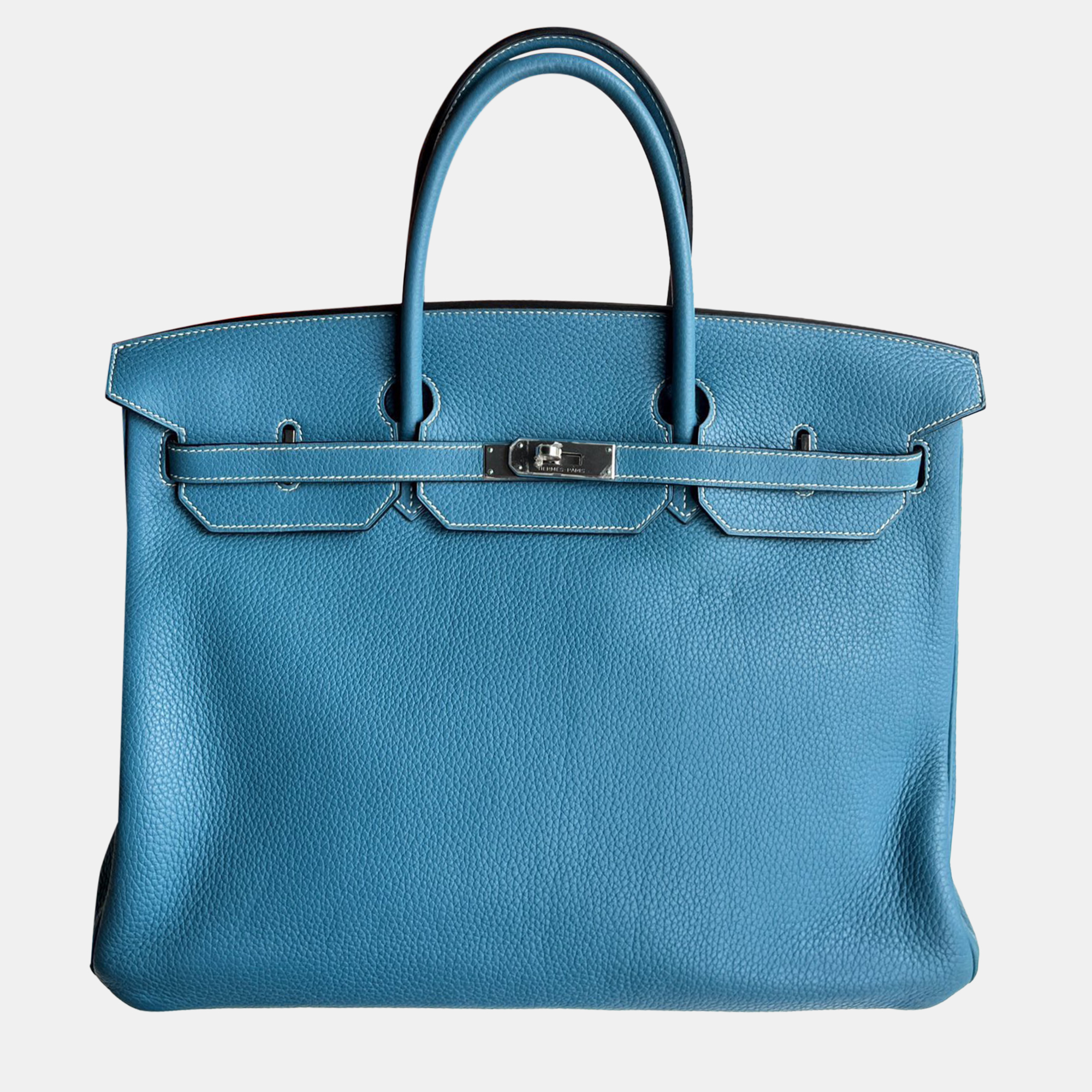 Hermes Denim Blue Togo Leather Birkin 40 Tote Bag