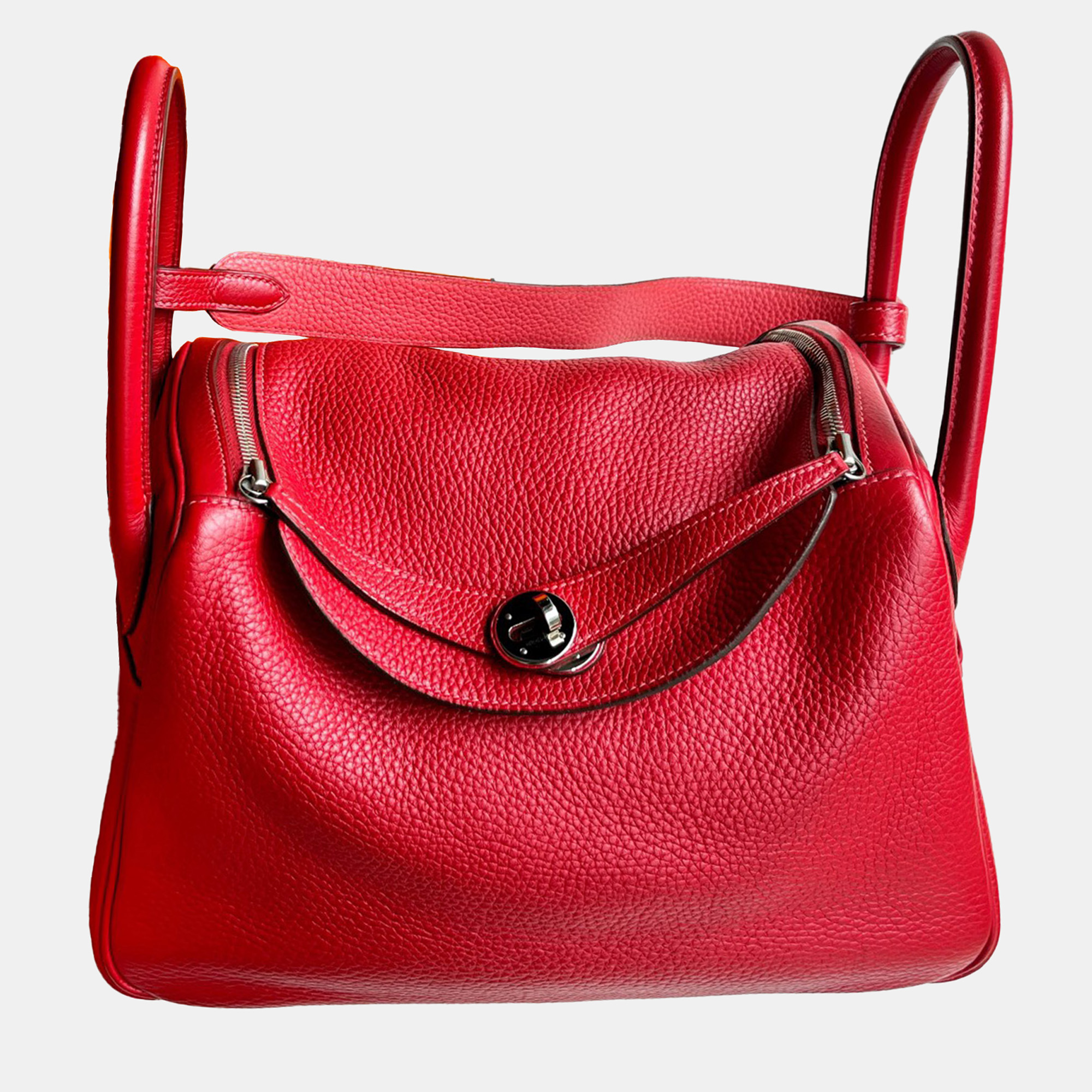 

Hermes Red Clemence Leather Lindy 30 Shoulder Bag