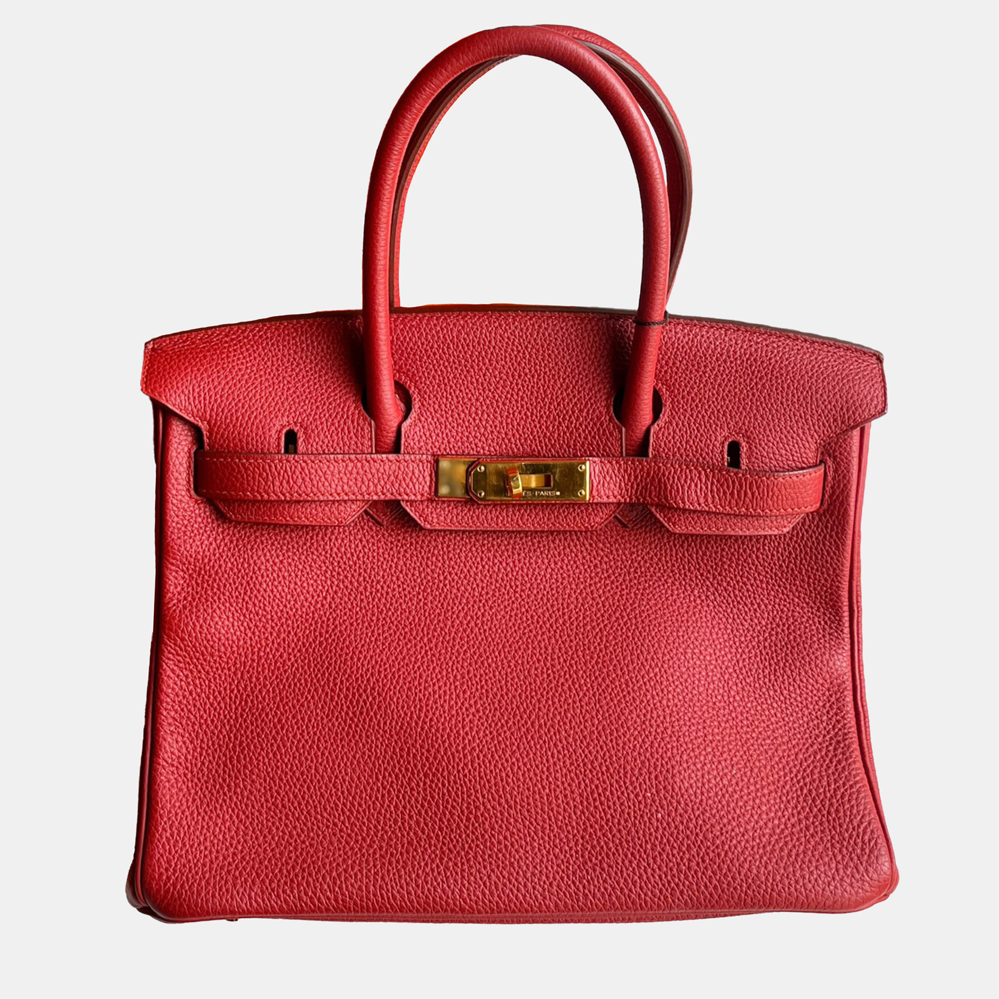 

Hermes Red Togo Leather Birkin 30 Bag
