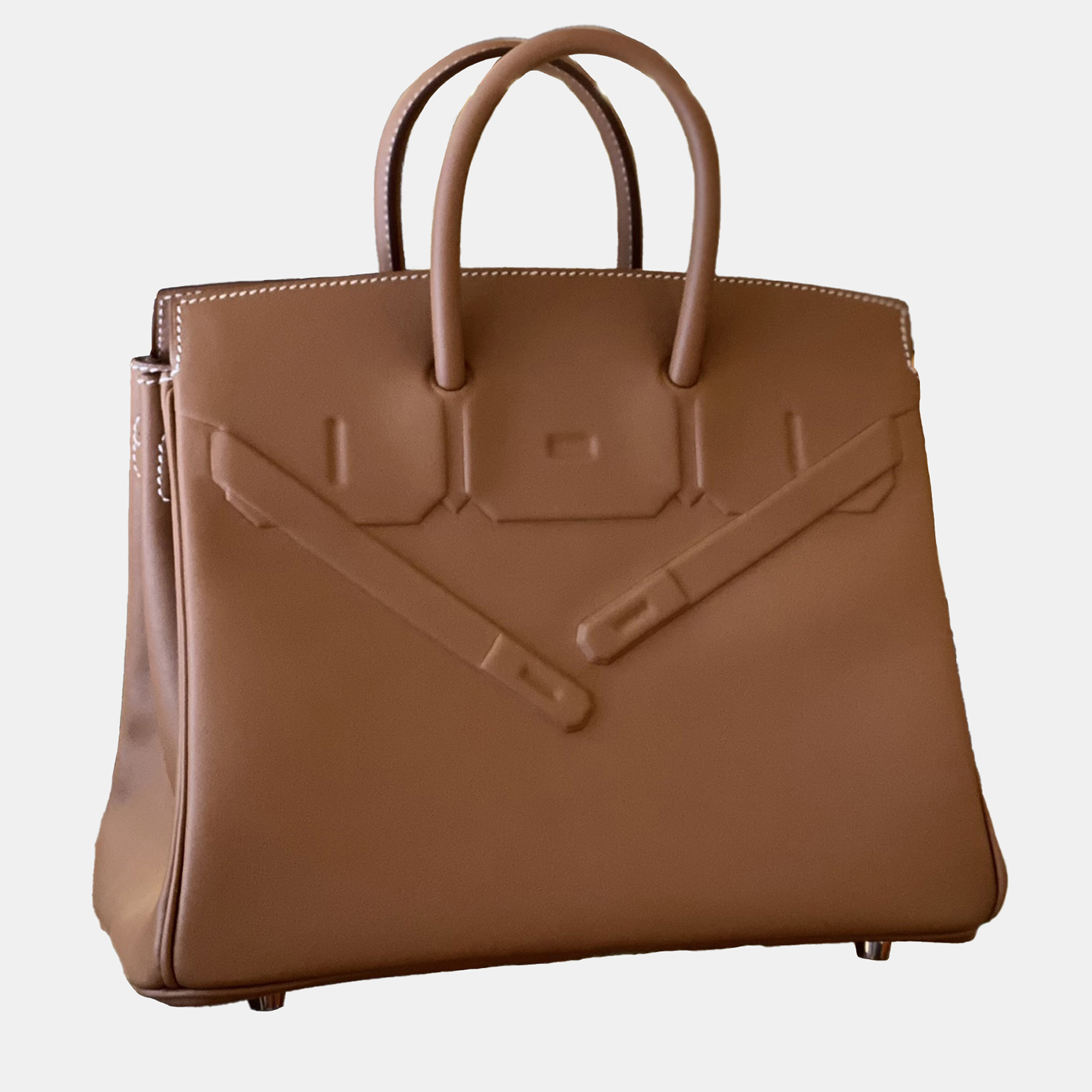 

Hermes Gold Leather Shadow Birkin 25 Top Handle Bag, Brown