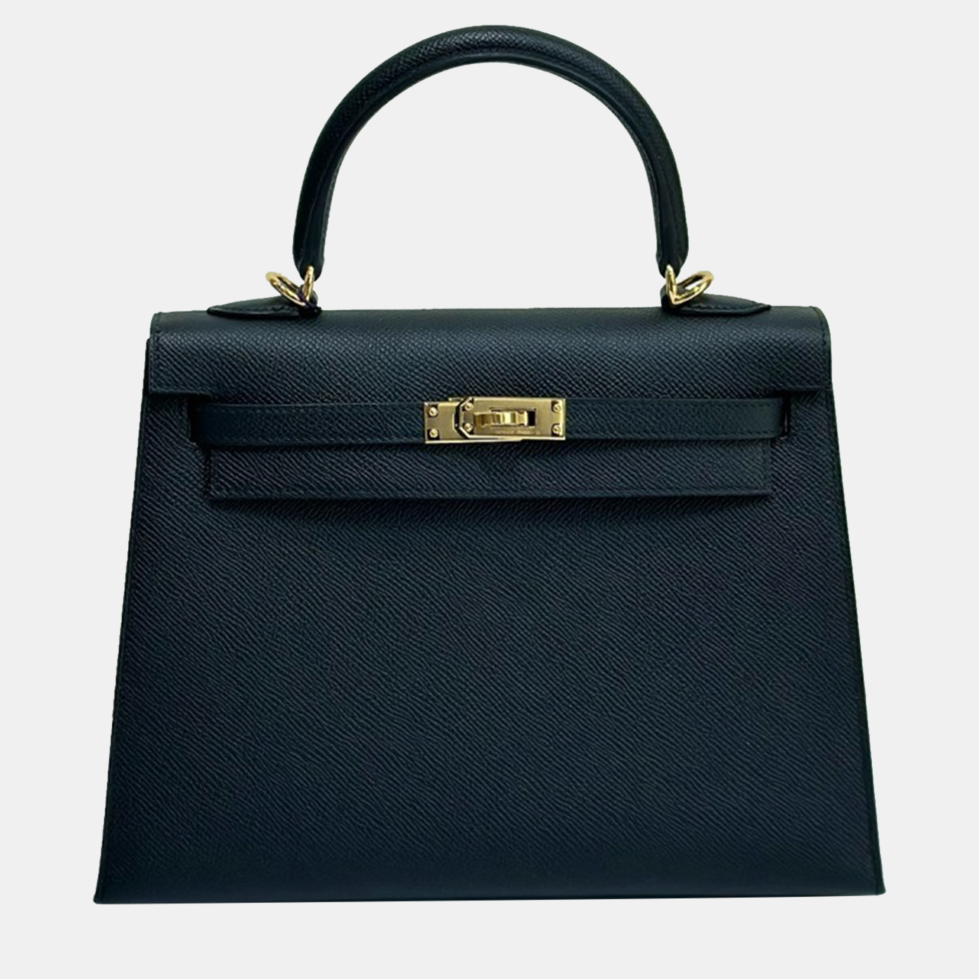 

Hermes Black Epsom Leather Kelly 25 Top Handle Bag
