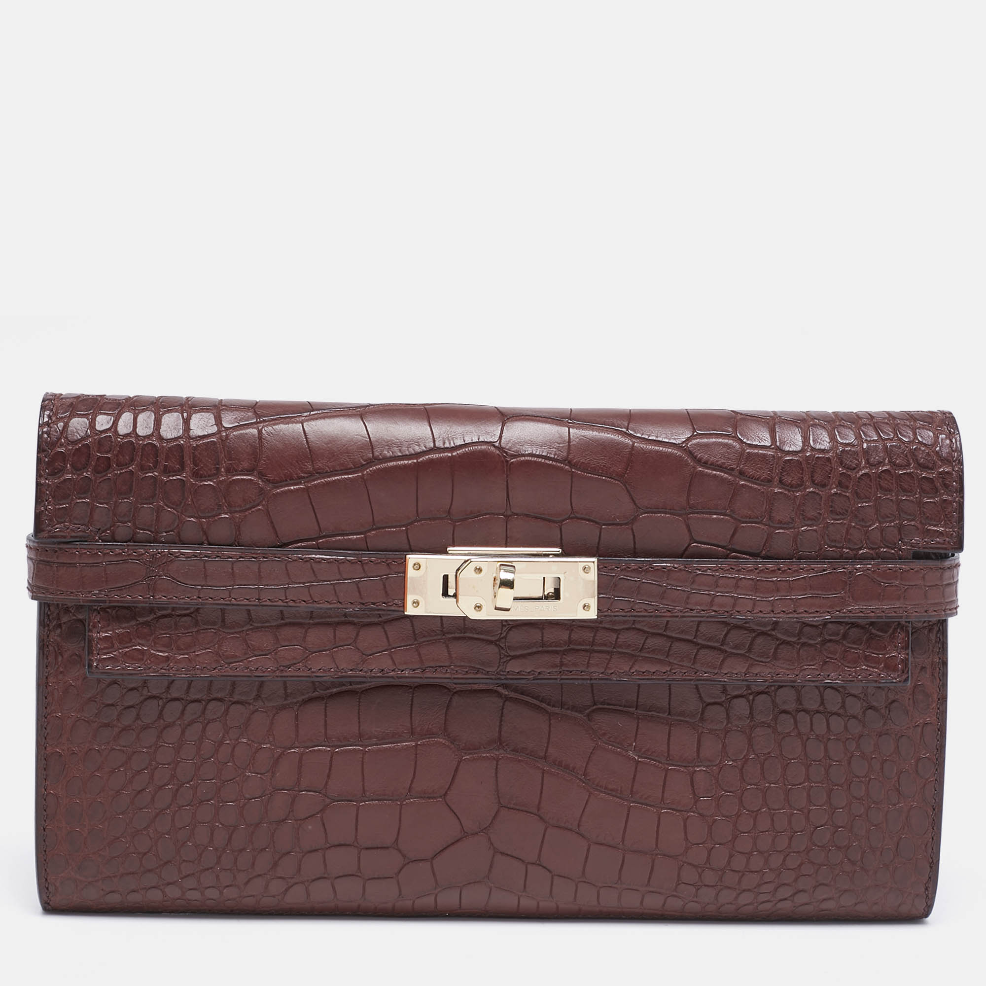 

Hermes Bourgogne Matte Alligator Kelly Longue Wallet, Burgundy