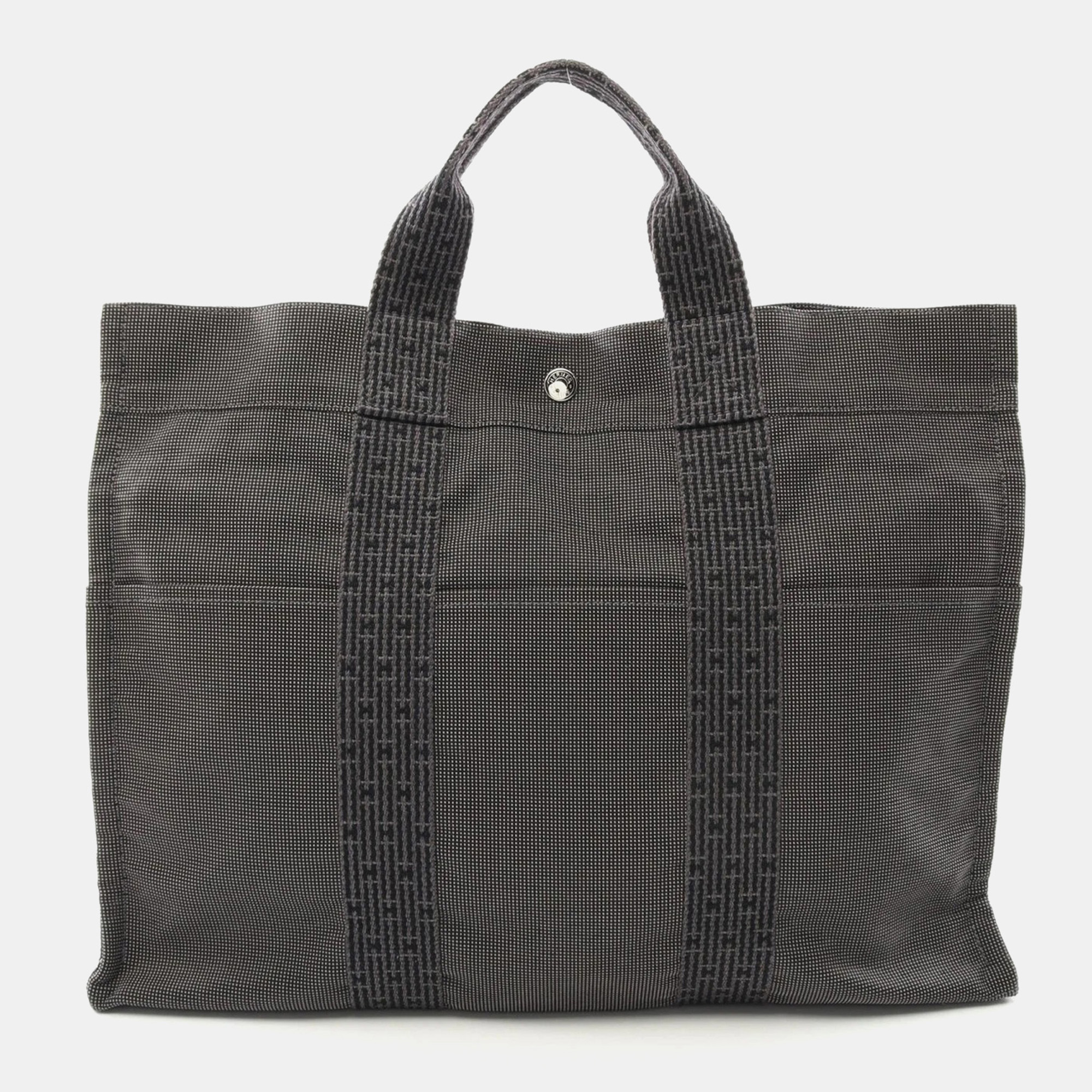 

Hermes Canvas Herline MM Tote Bag, Grey