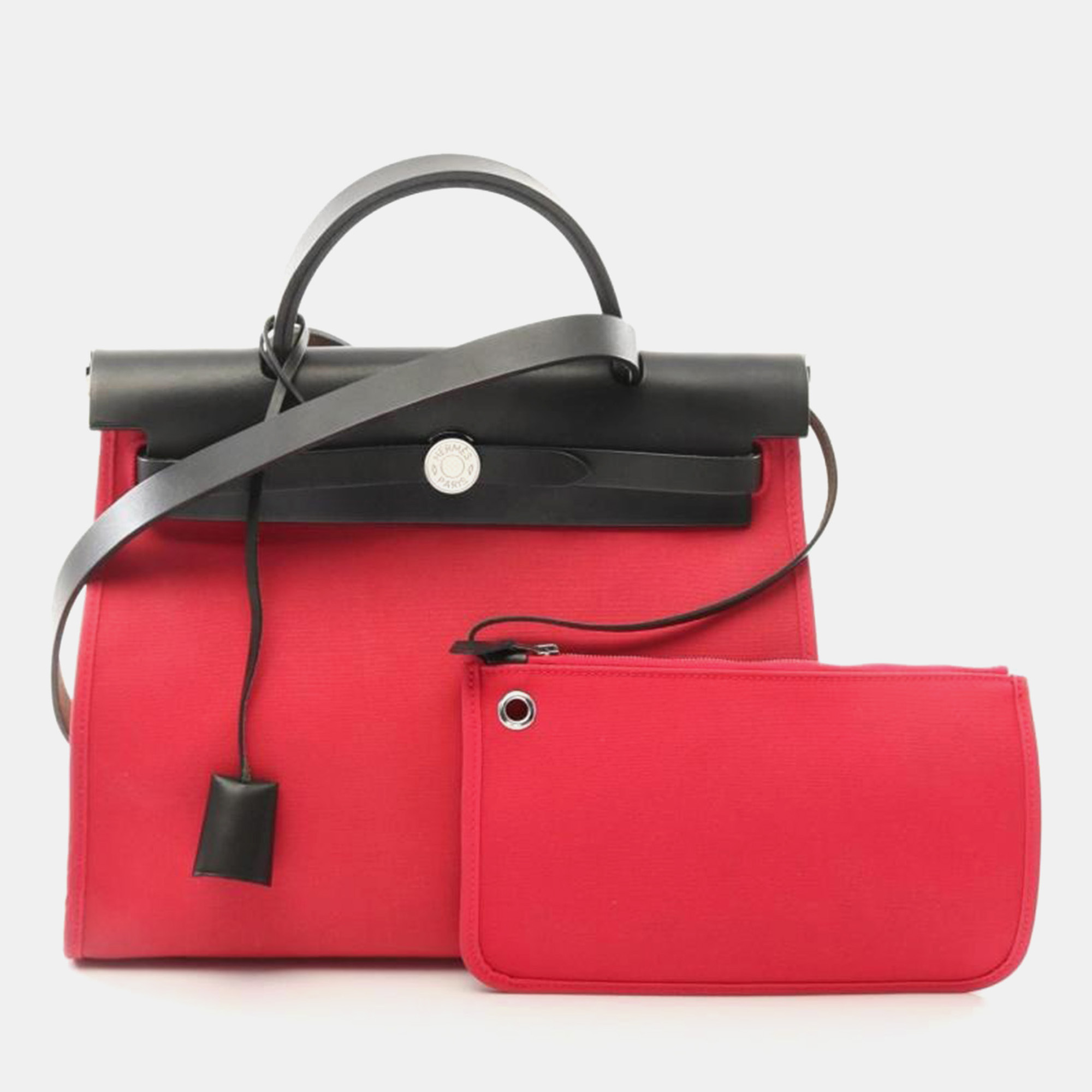 

Hermes Toile Militaire Herbag Zip PM Satchel Bag, Black
