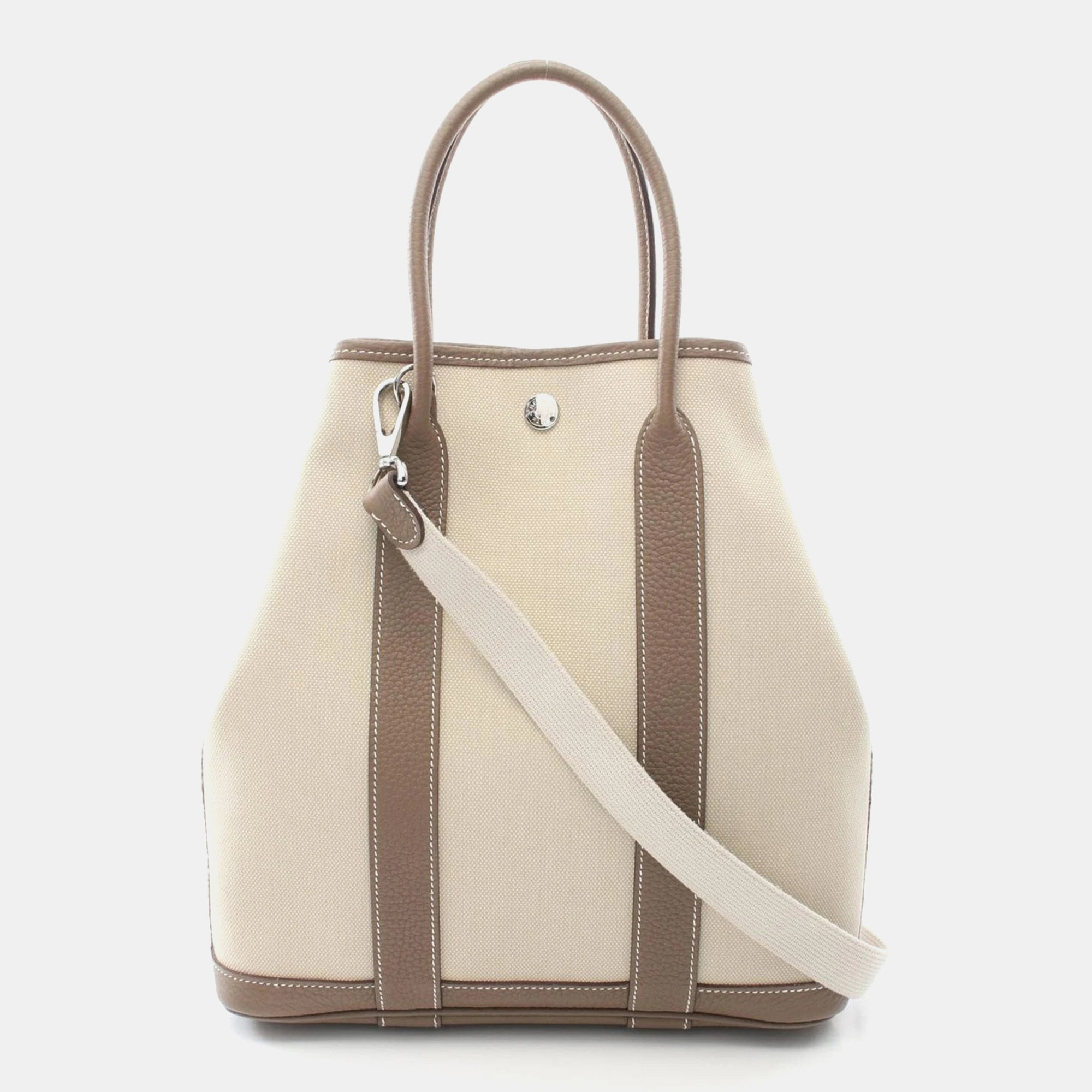 

Hermes Etoupe Toile H Negonda Garden File 28 Bag, Beige