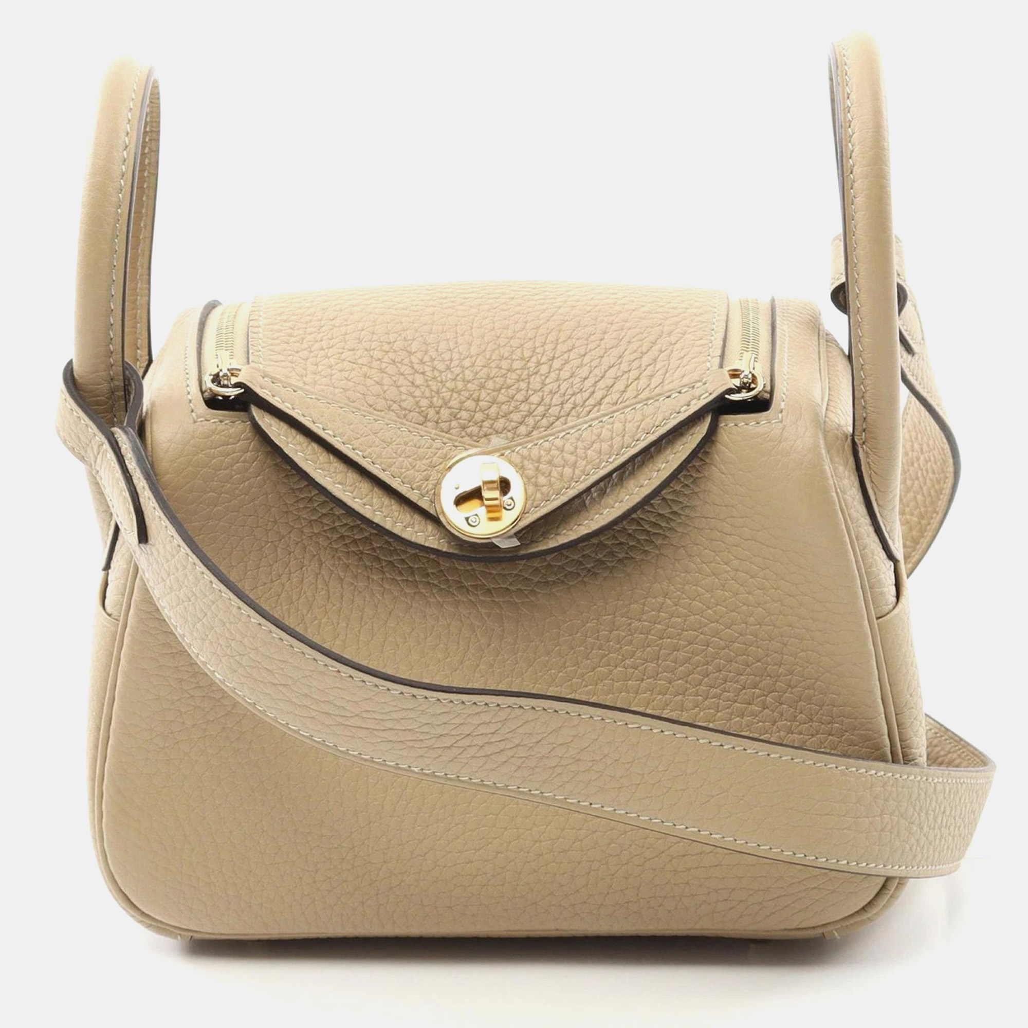 

Hermes Beige Leather Lindy Mini Shoulder Bag
