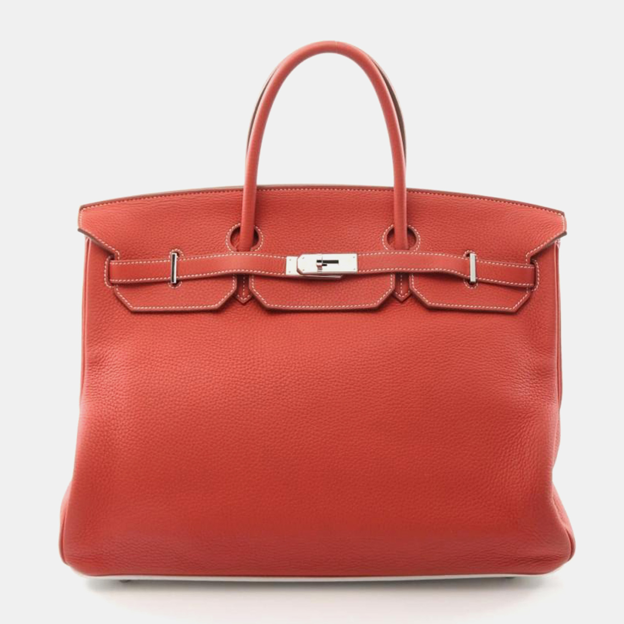 

Hermes Red Leather Birkin 40 Tote Bag, Black