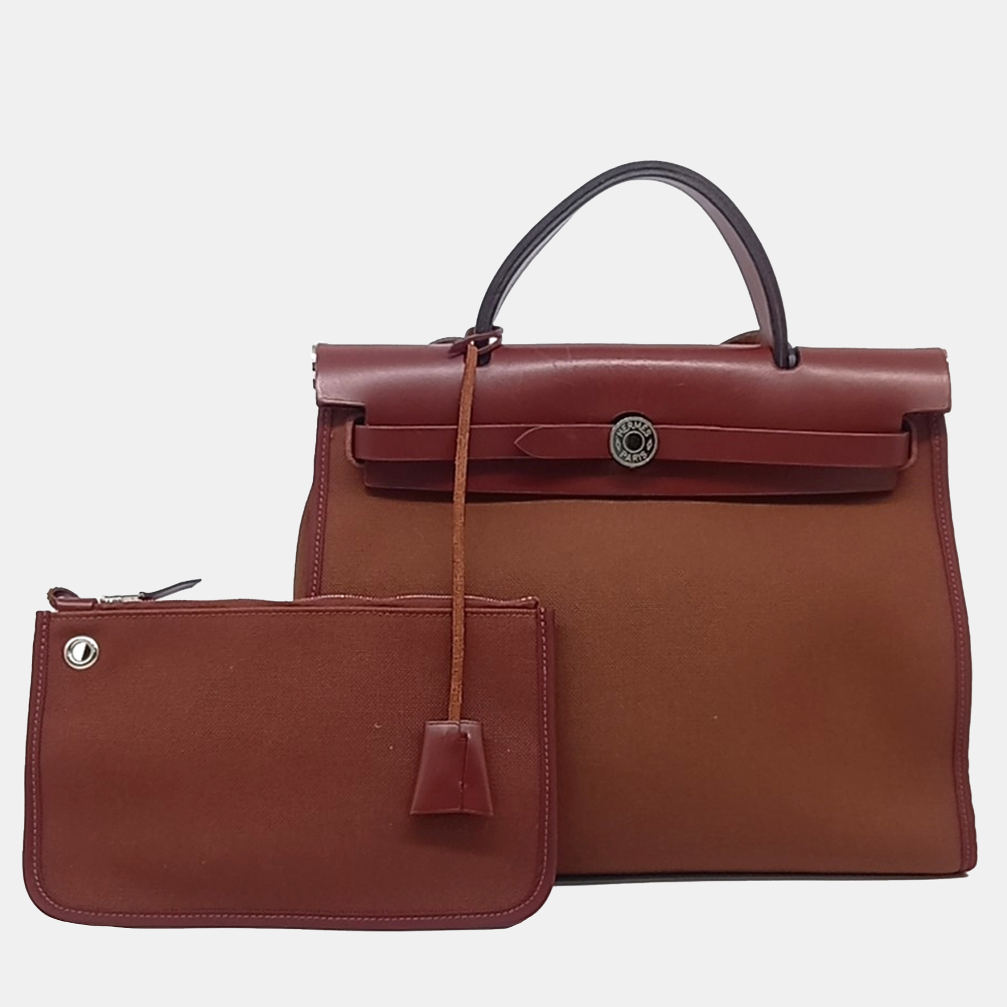 

Hermes Burgundy Fabric and Leather ZIP Erbag Small bag