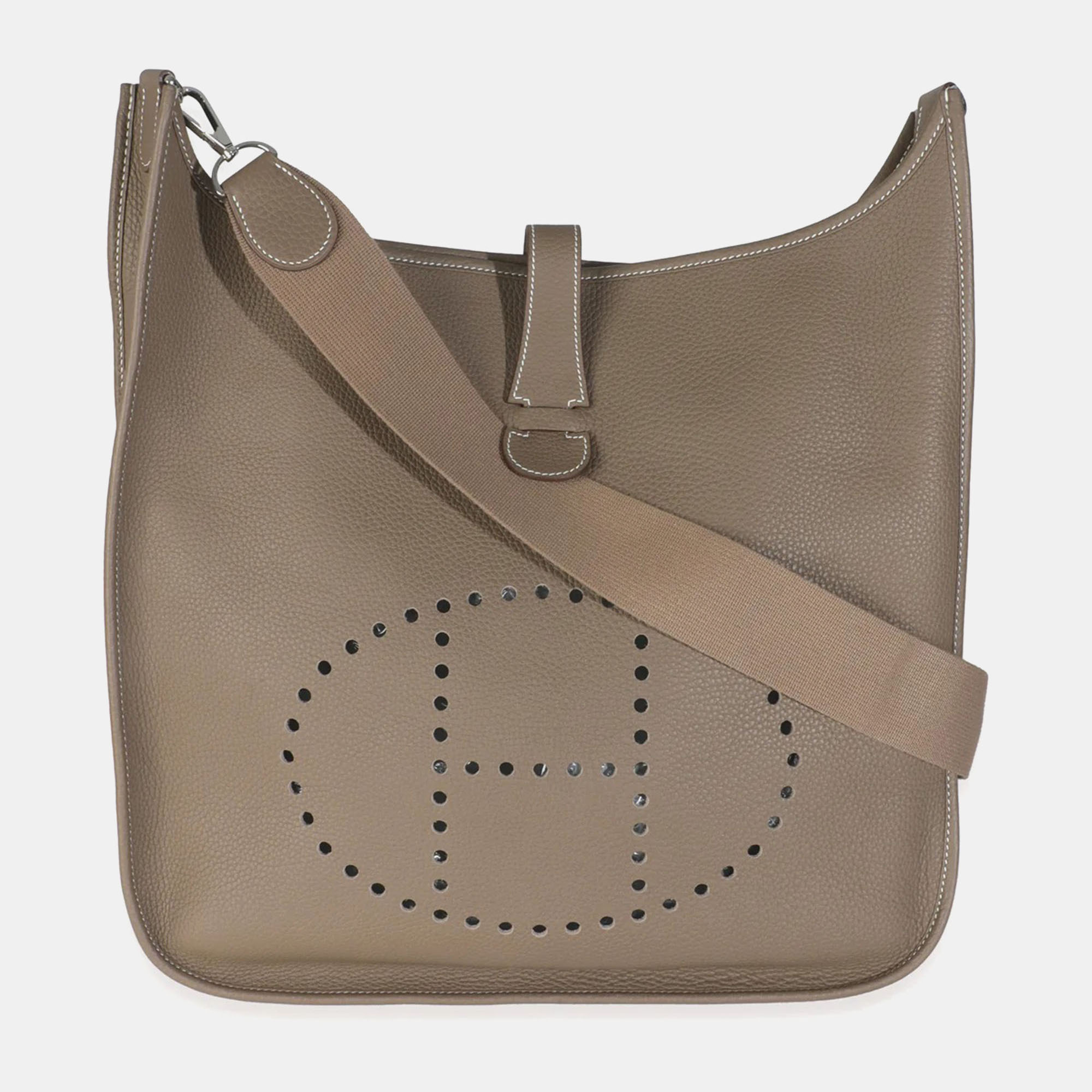 

Hermes Etoupe Clemence Evelyne TGM 40 PHW Bag, Brown