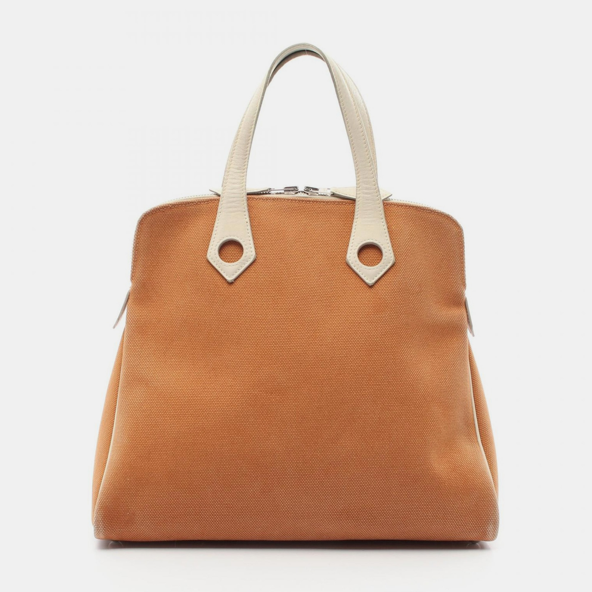

Hermes Sac Ibou Pm Handbag Toile H Canvas Leather Brown White