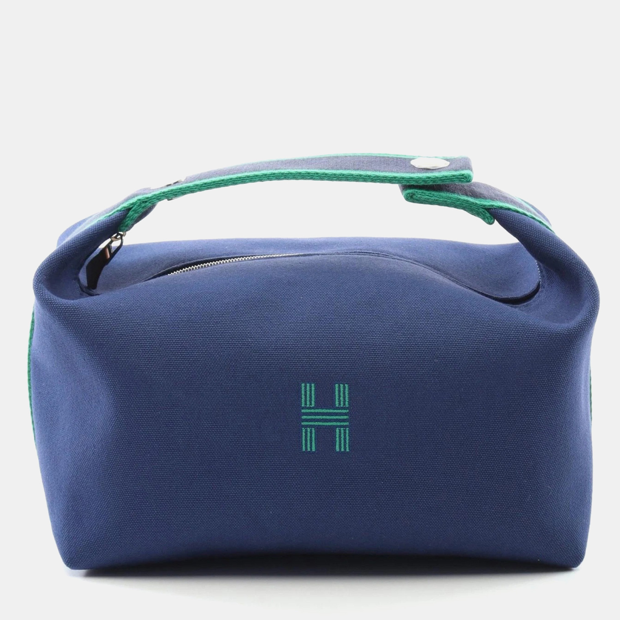 

Hermes Bride-a-Brac Pm Hand Bag Pouch Canvas Marine Green Shw