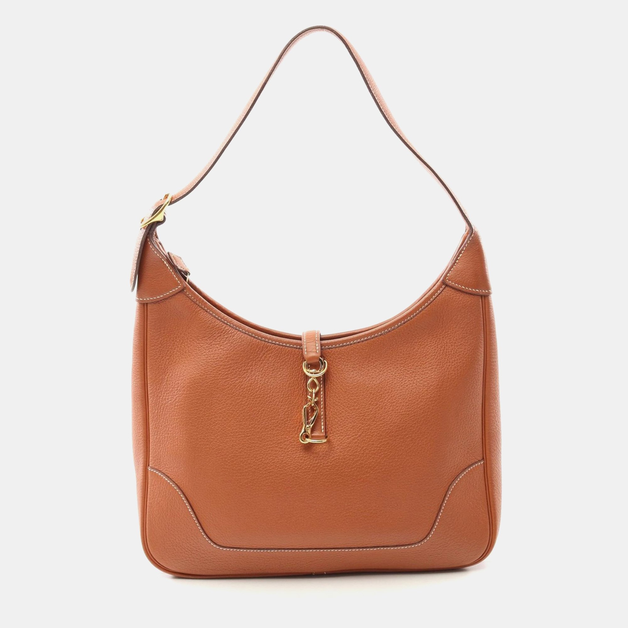 

Hermes Brique Brown Togo Leather Trim 31 Shoulder Bag