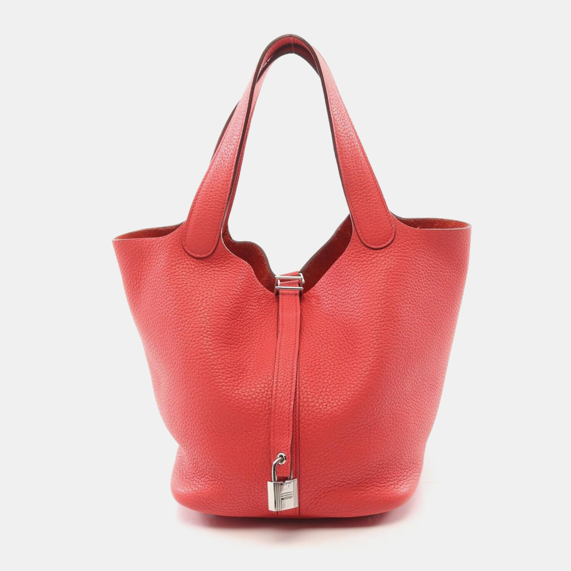 

Hermes Pink Bougainvillier Clemence Leather Picotin Lock MM Handbag