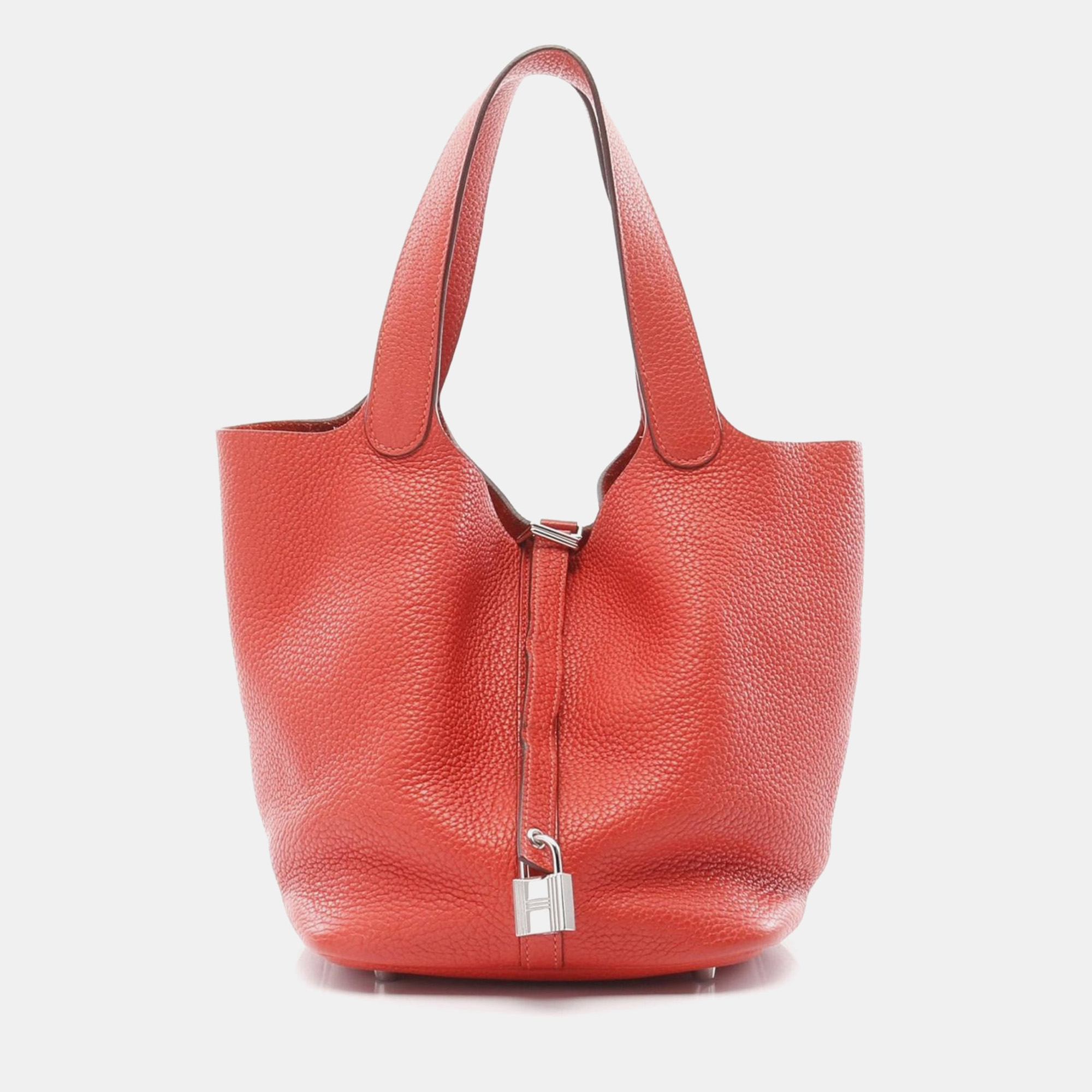 

Hermes Red Taurillon Clemence Leather Picotin Lock 22 Handbag, Pink