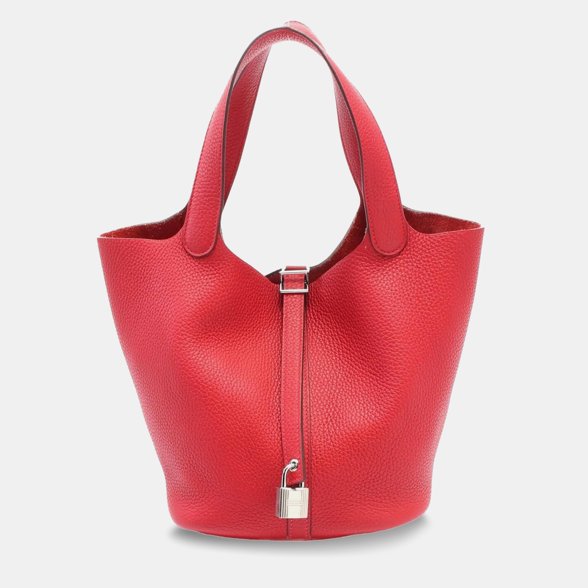 

Hermes Rouge Coeur Clemence Leather Picotin Lock 22 Handbag, Red