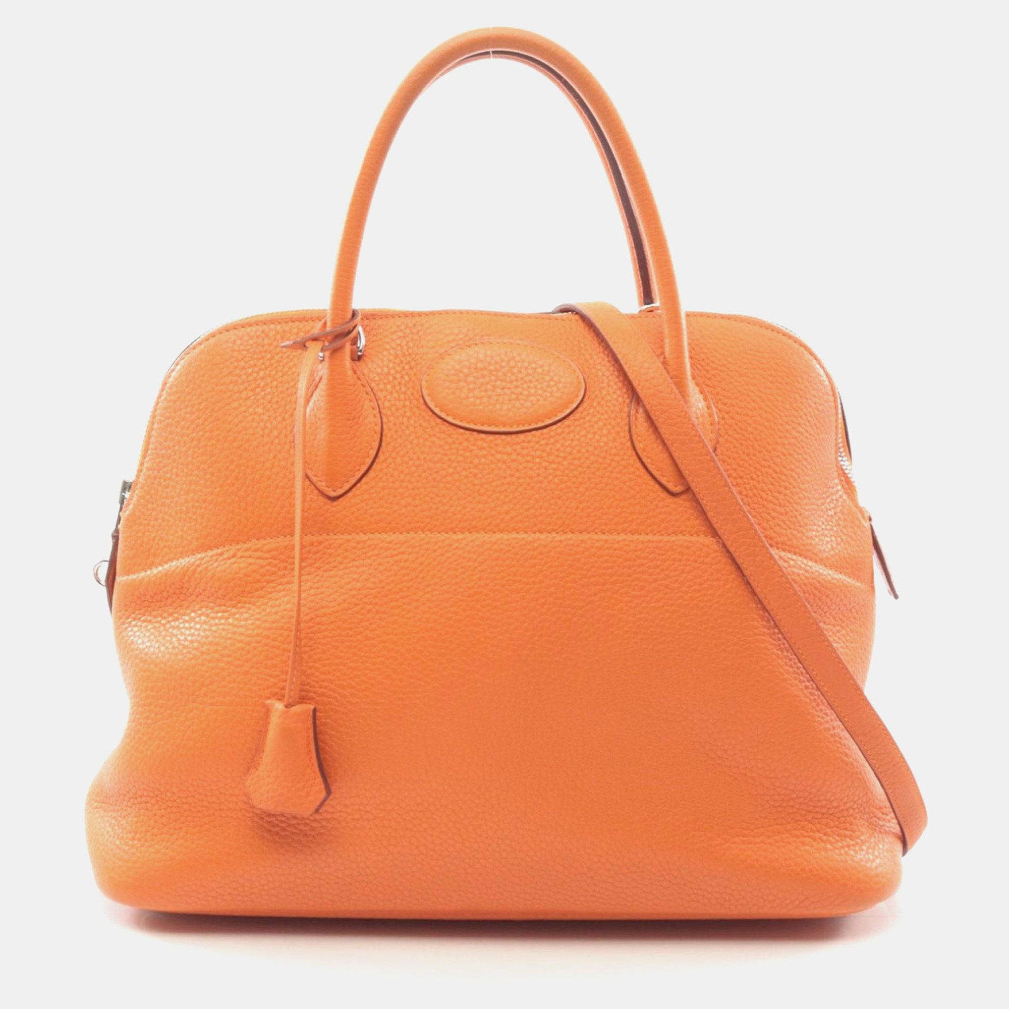

Hermes Orange Clemence Leather Bolide 35 Shoulder Handbag