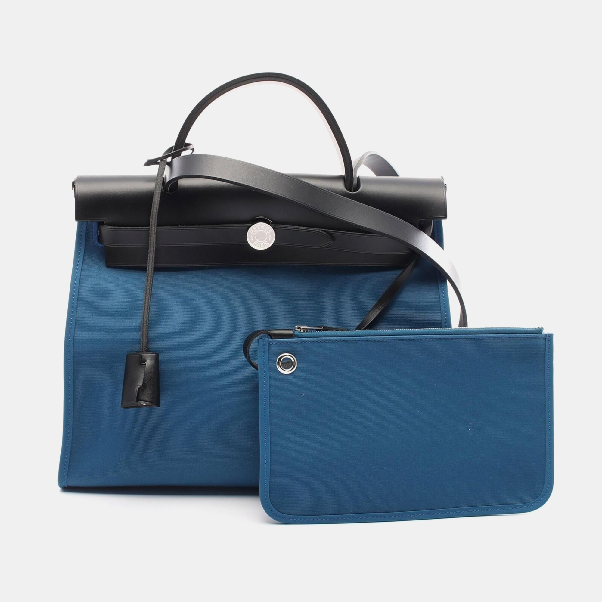 

Hermes Herbag Zip Pm Hand Bag A Toile Officier Hunter Blue De Galice Shw