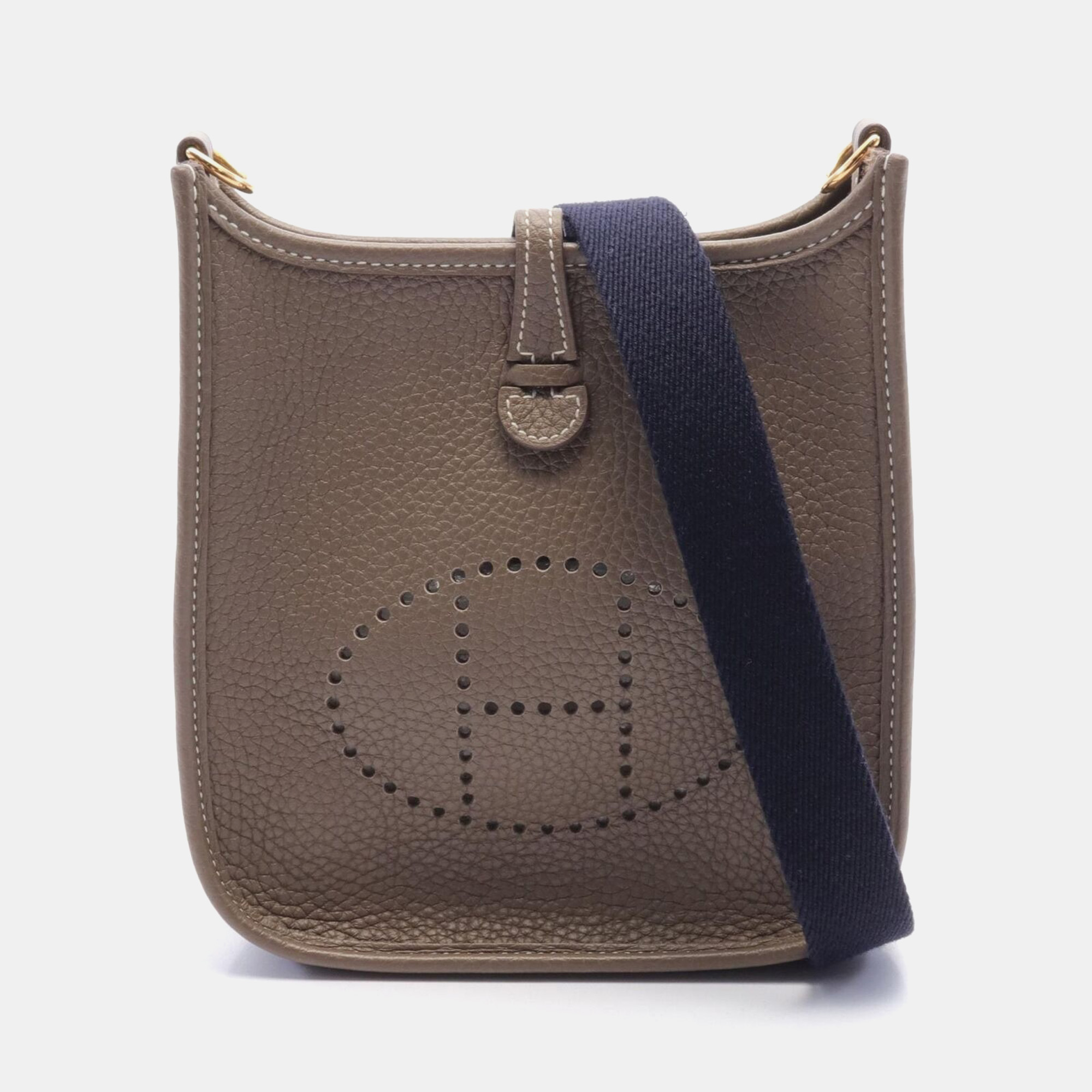 

Hermes Etoupe Grey Taurillon Clemence Evelyne TPM Crossbody Bag