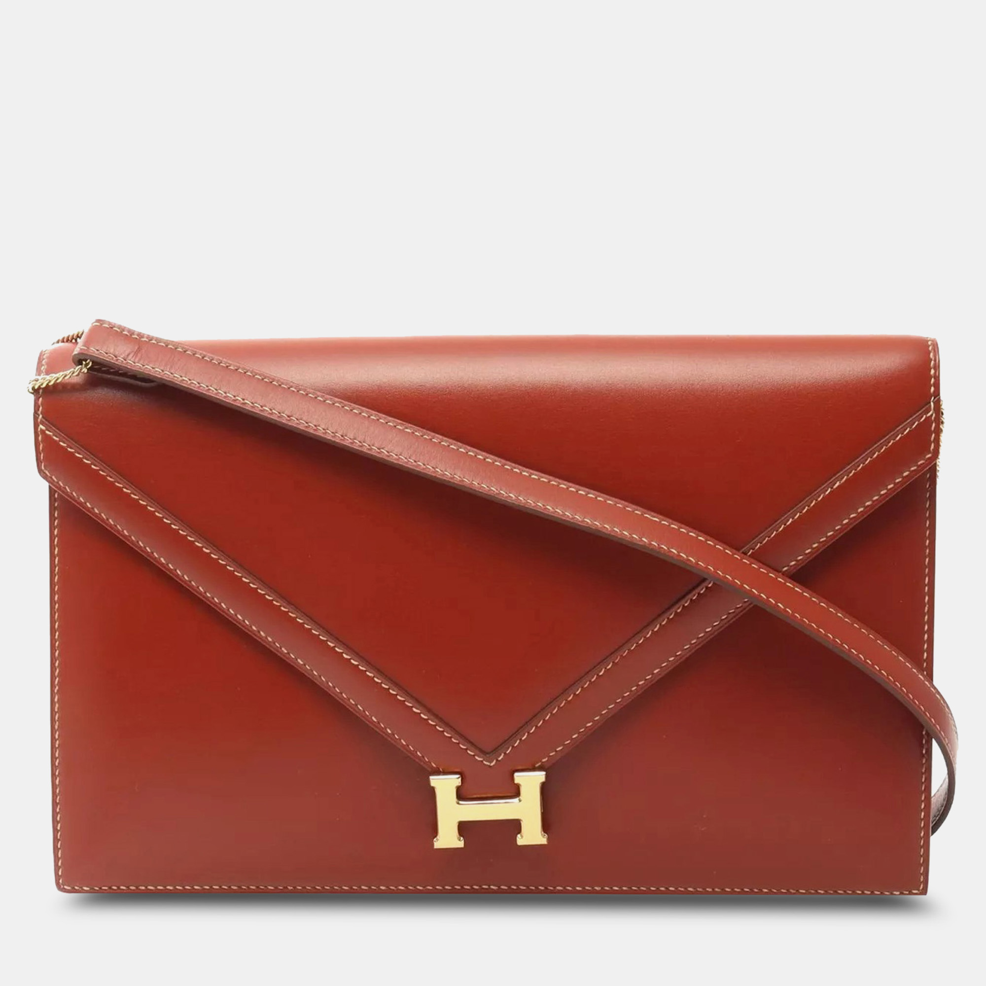 

Hermes Brown Brique Box Calf Leather Lidi Shoulder Bag