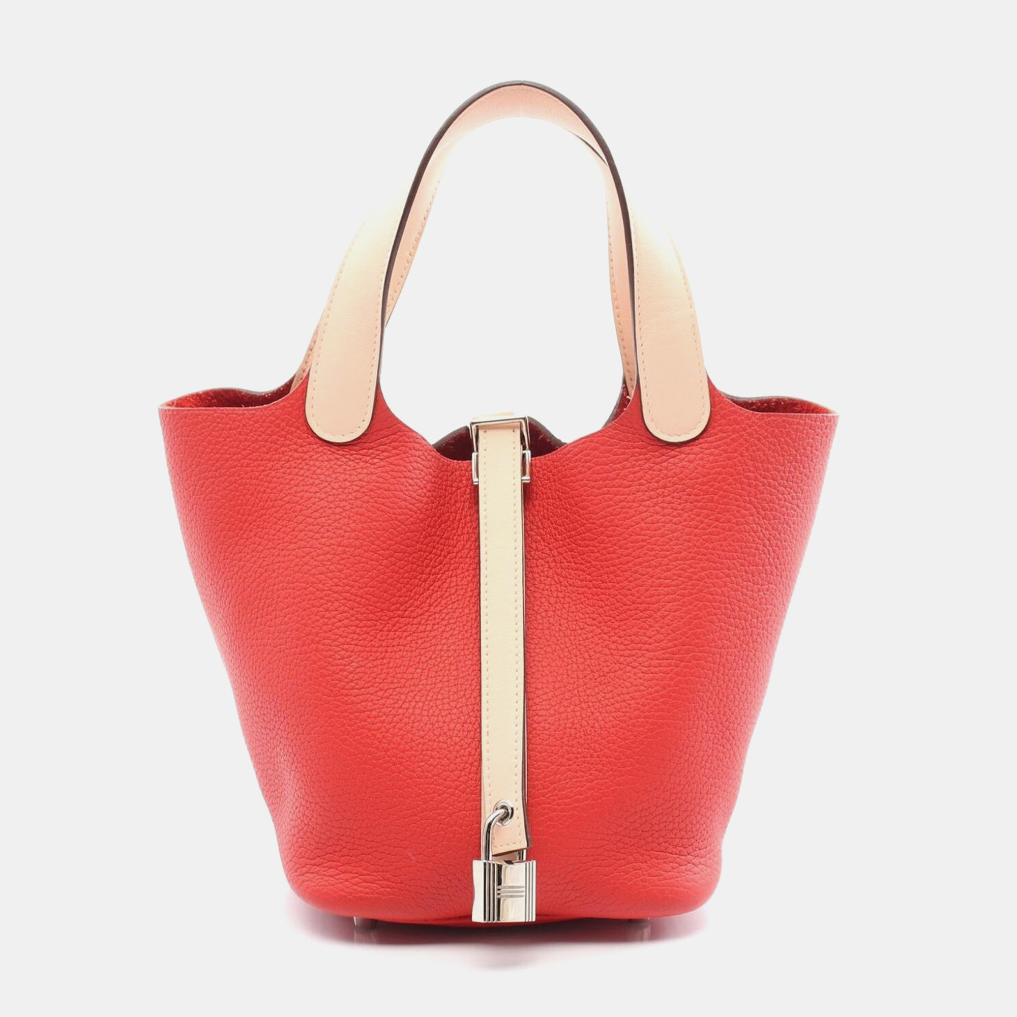 

Hermes Rouge Tomate Taurillon Clemence Picotin Lock PM Handbag, Red