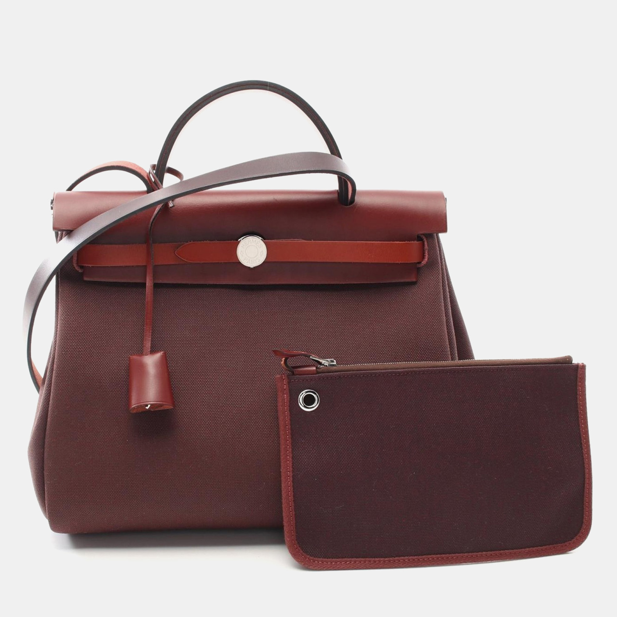 

Hermes Bordeaux Toile H Leather Herbag Zip PM Handbag, Brown