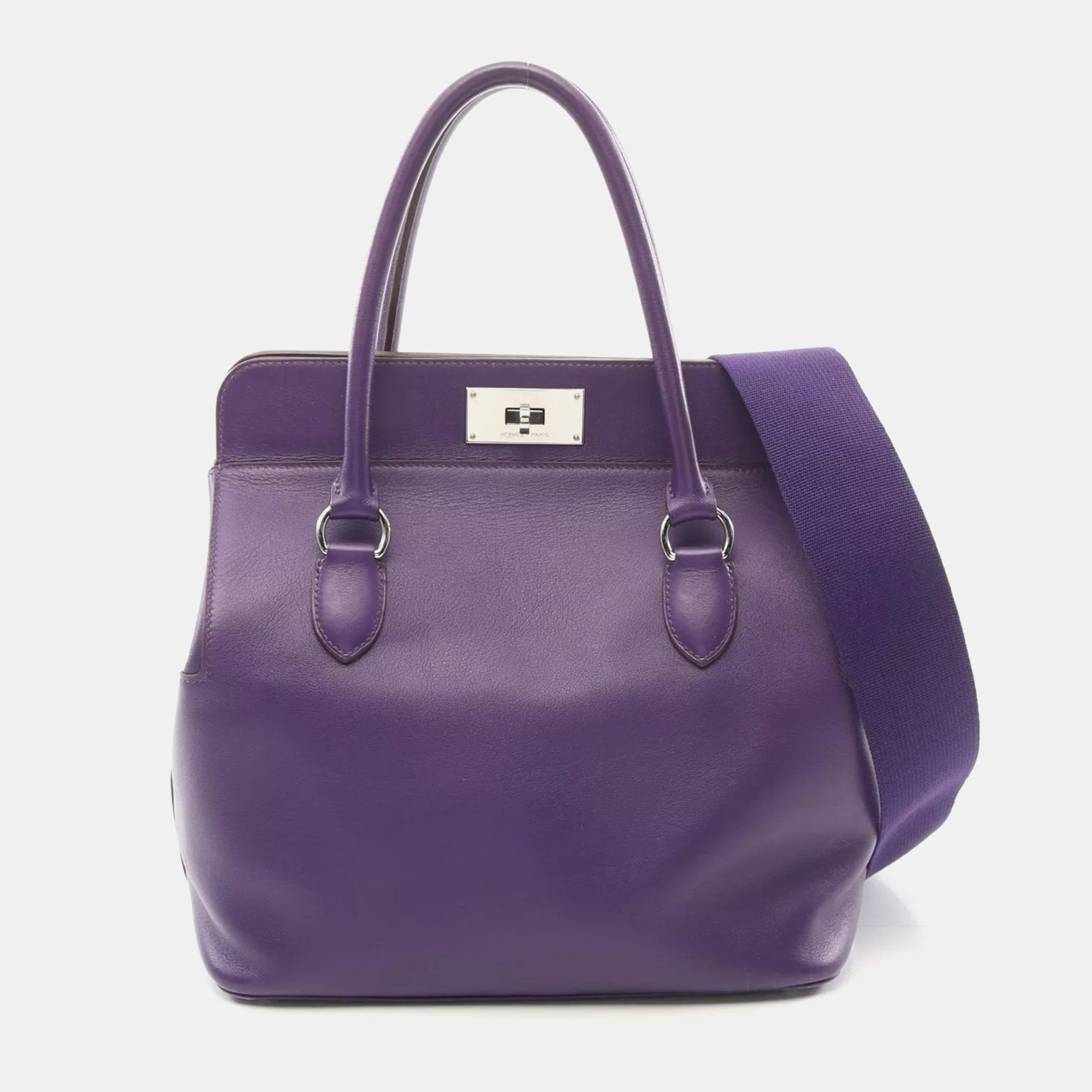 

Hermes Purple Anemone Swift Leather Toolbox 26 Handbag