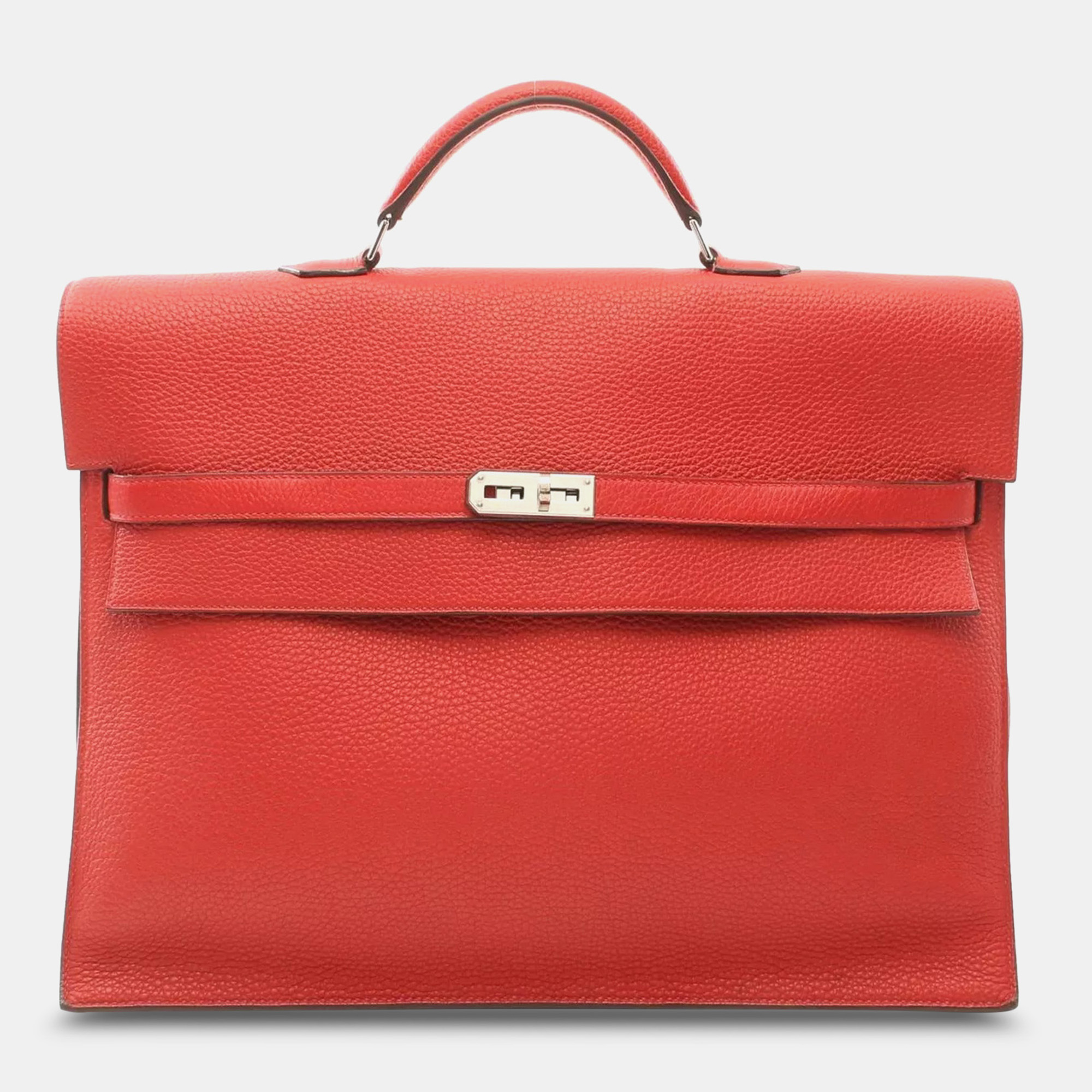 

Hermes Kelly Depeche 38 Briefcase P Busienss Bag Togo Leather Rouge Casaque Shw, Red