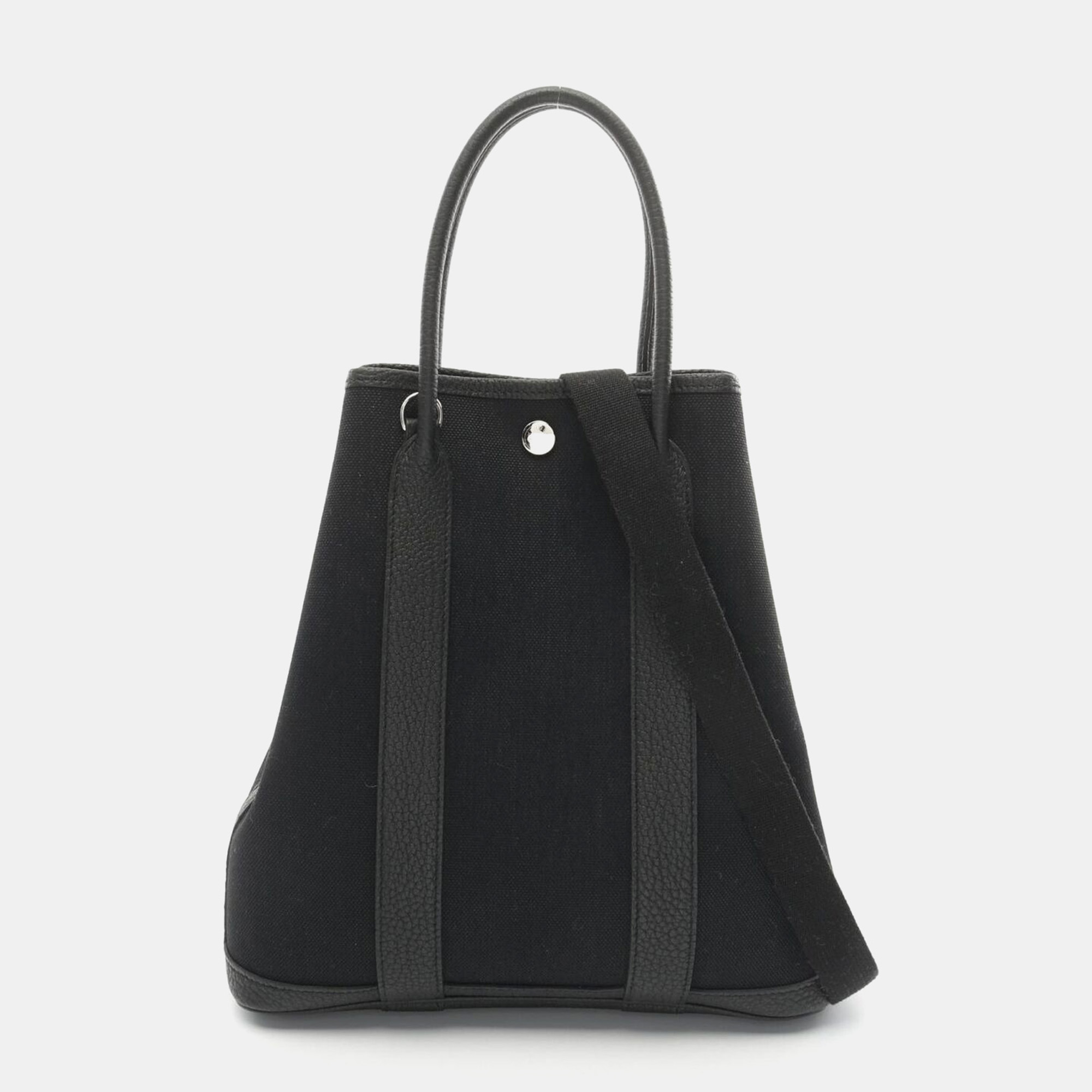 

Hermes Black Toile H Negonda Leather Garden File PM Tote Bag